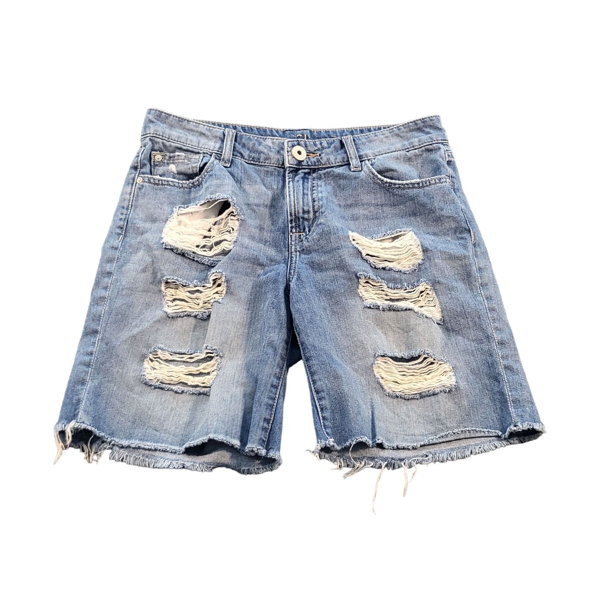 DL1961 Womens Blue Zippered Pocketed Raw Hem Shorts main image 0