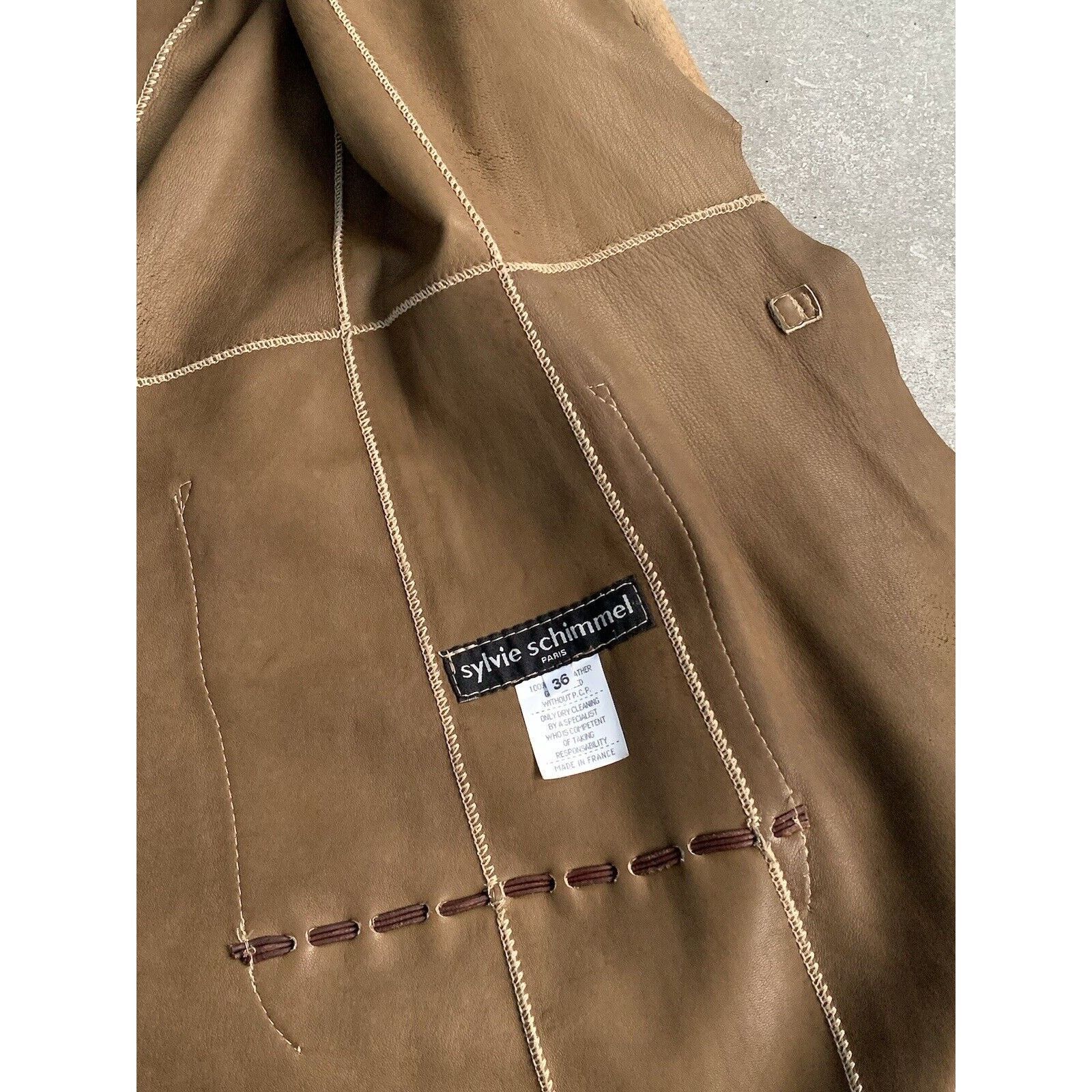 Other × Vintage SYLVIE SCHIMMEL Lamb Leather Trench Coat Jacket EU 36 US 4 Size S / US 4 / IT 40 - 11 Thumbnail