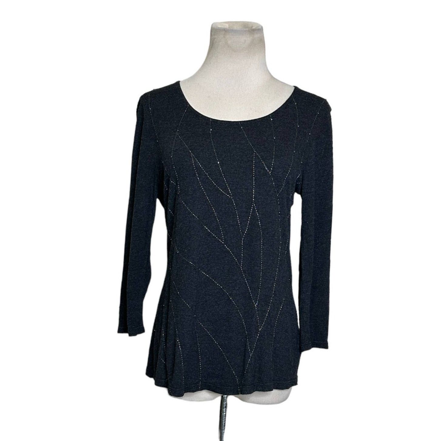 Coldwater Creek Coldwater Creek gray embellished casual top size Small Size S / US 4 / IT 40 - 1 Thumbnail