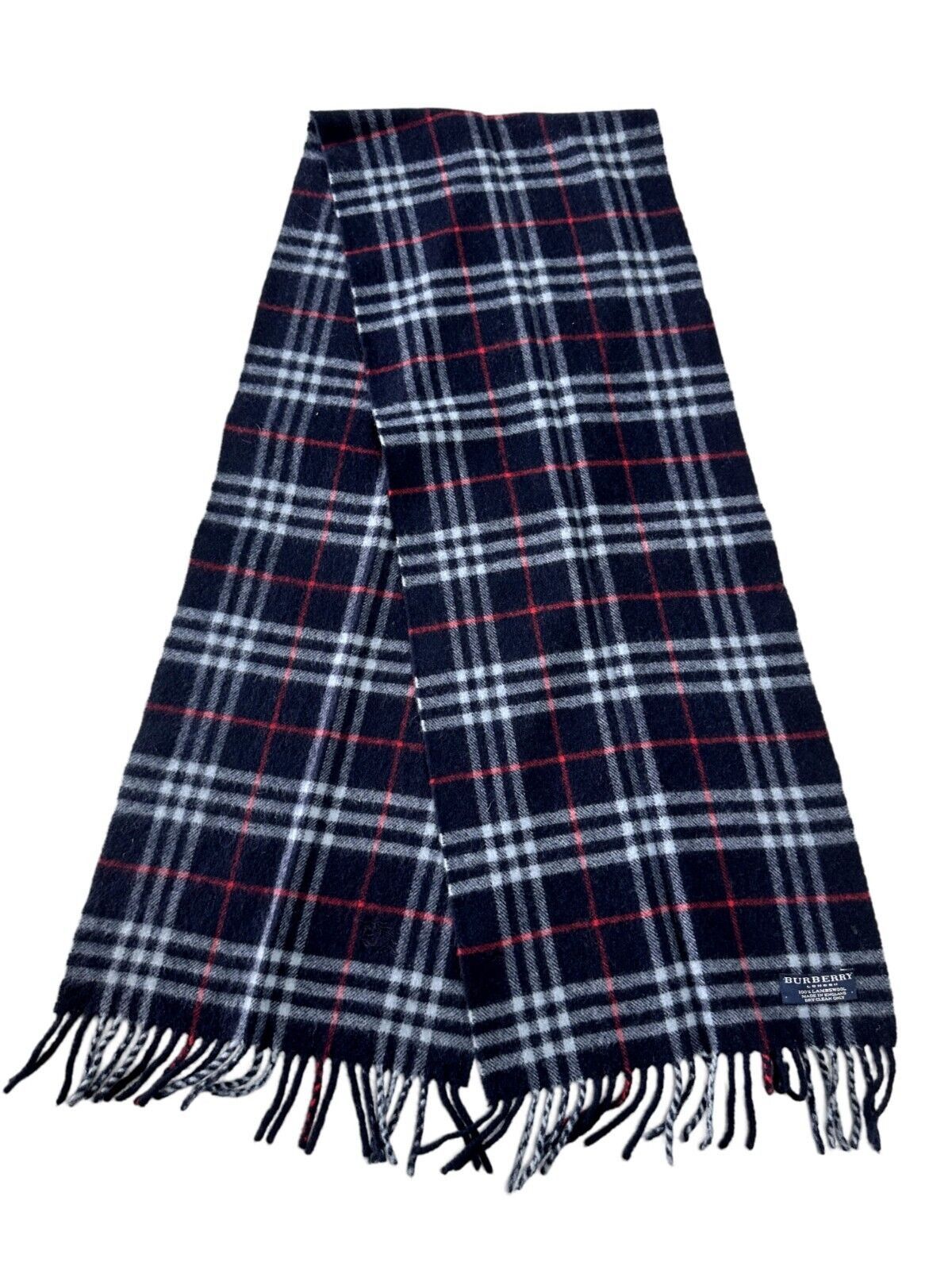 Burberry Burberry Vintage Unisex Scarf Navy Blue 100% Lambswool Size ONE SIZE - 1 Thumbnail