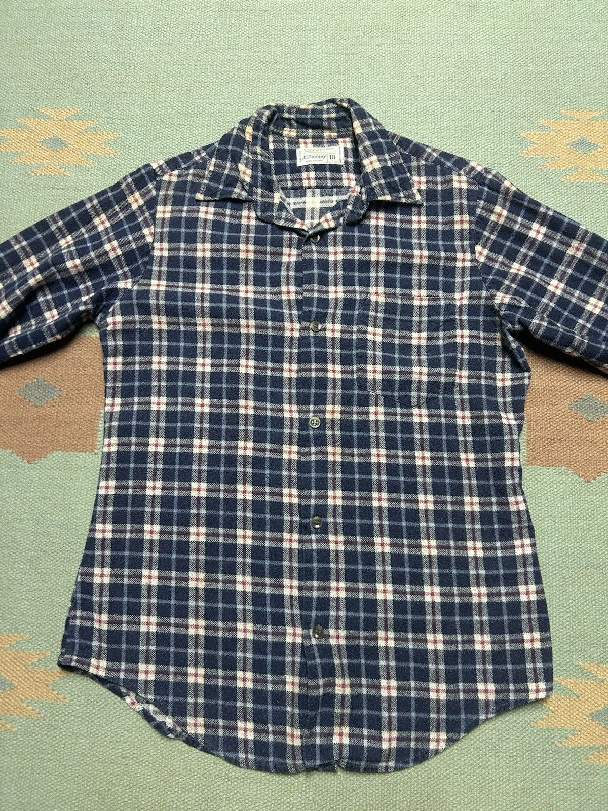 Vintage 70s printed flannel shirt brushed cotton JCPenney boys 18 Size US S / EU 44-46 / 1 - 2 Thumbnail