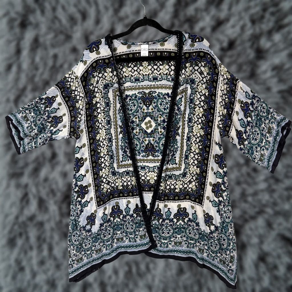 Folk Bila Kimono Cardigan XS/S Boho Folk Festival Scarf Print Lightweight Layering Womens Size XS / US 0-2 / IT 36-38 - 1 Thumbnail