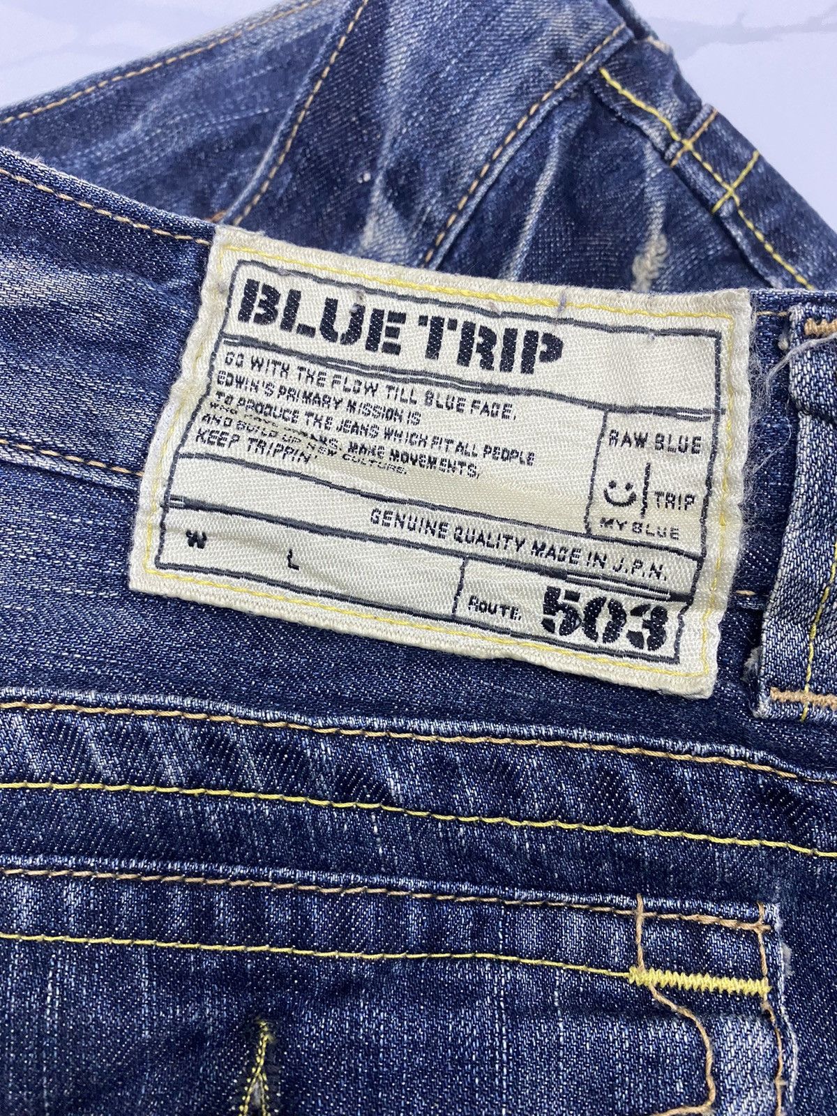Edwin FLARED🔥EDWIN 503 BLUE TRIP DISTRESSED FLARE DENIM JEANS Size US 31 - 9 Thumbnail