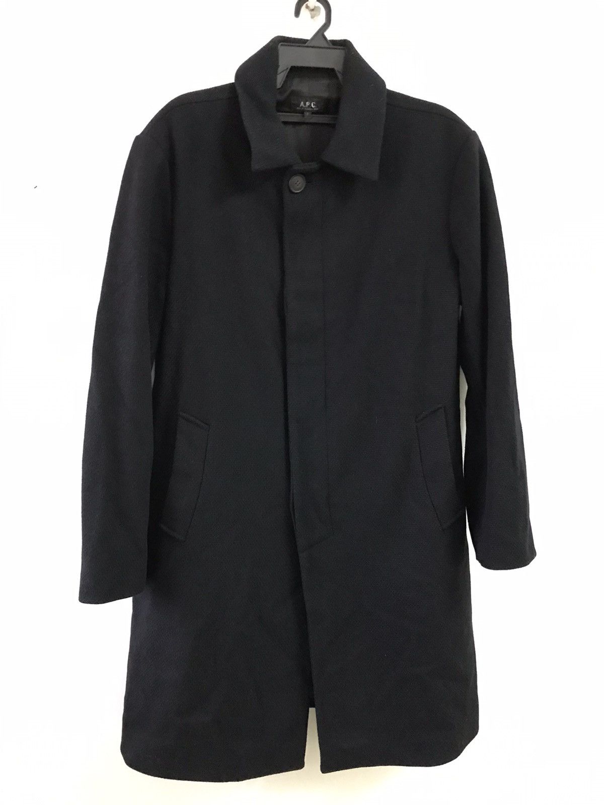 A.P.C. A.P.C. Paris Black Wool Long Single Breasted Coat Size US M / EU 48-50 / 2 - 1 Thumbnail