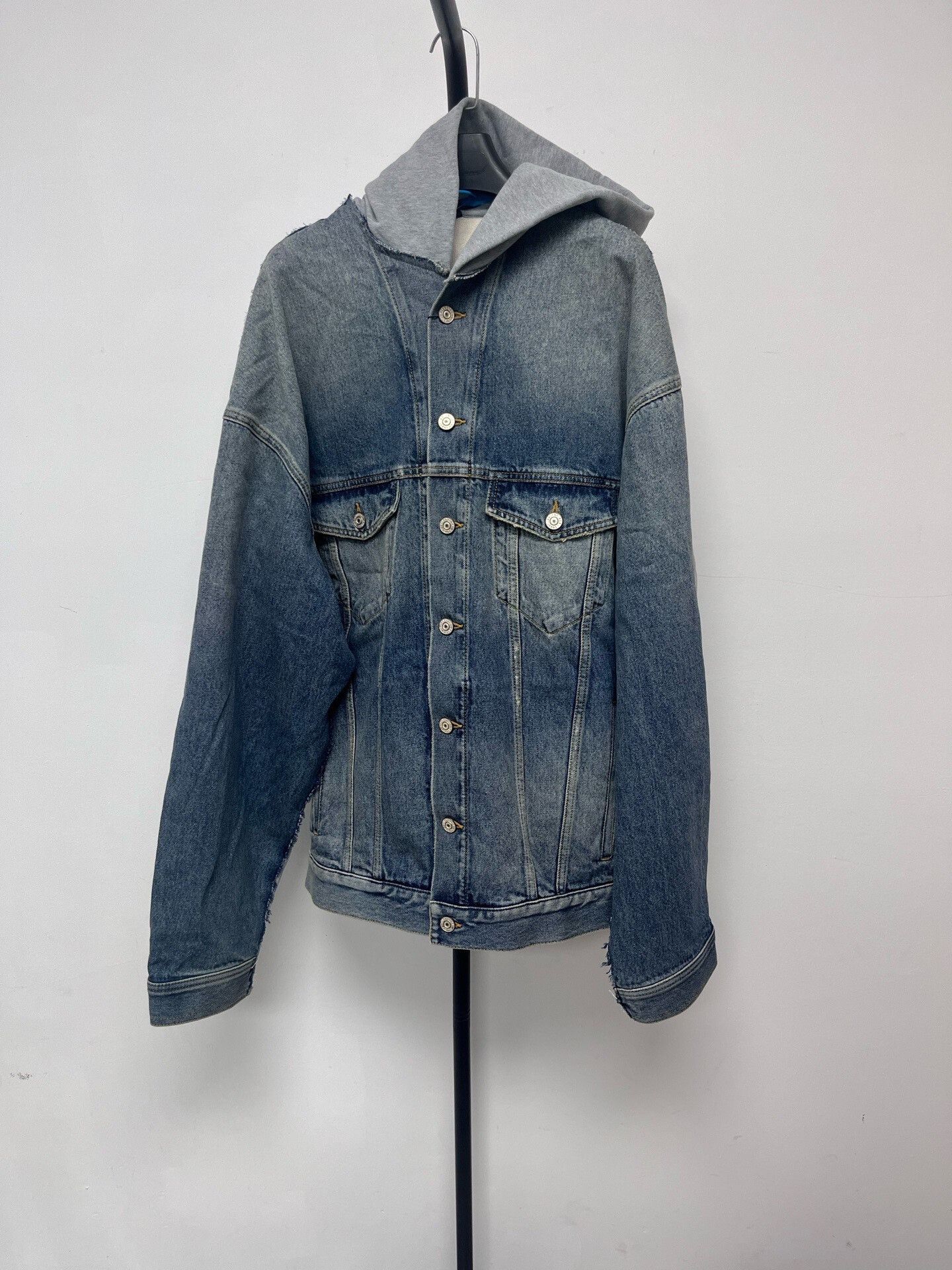 Balenciaga balenciaga hooded denim jacket with button details Size US M / EU 48-50 / 2 - 2 Thumbnail