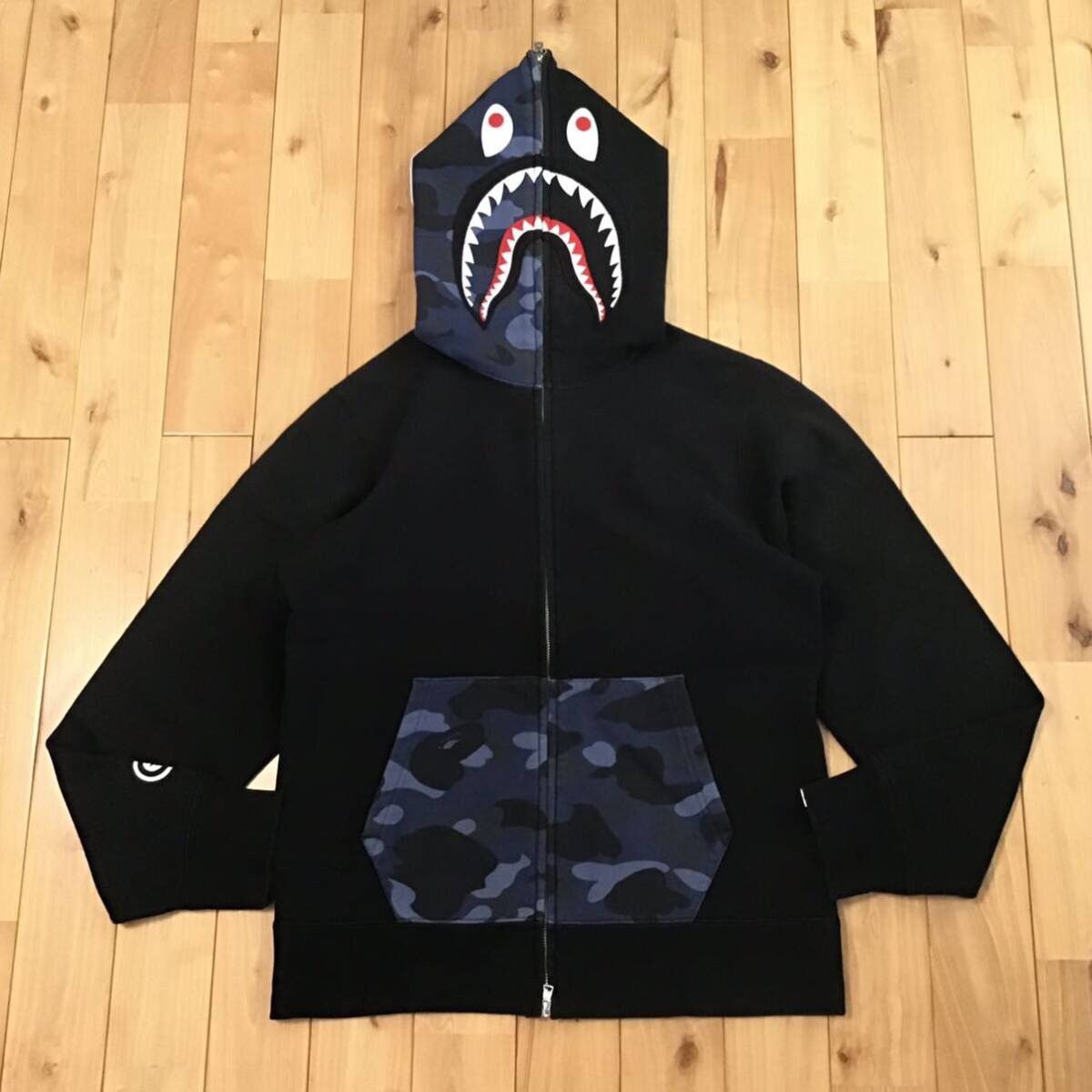 Blue and black bape hoodie deals