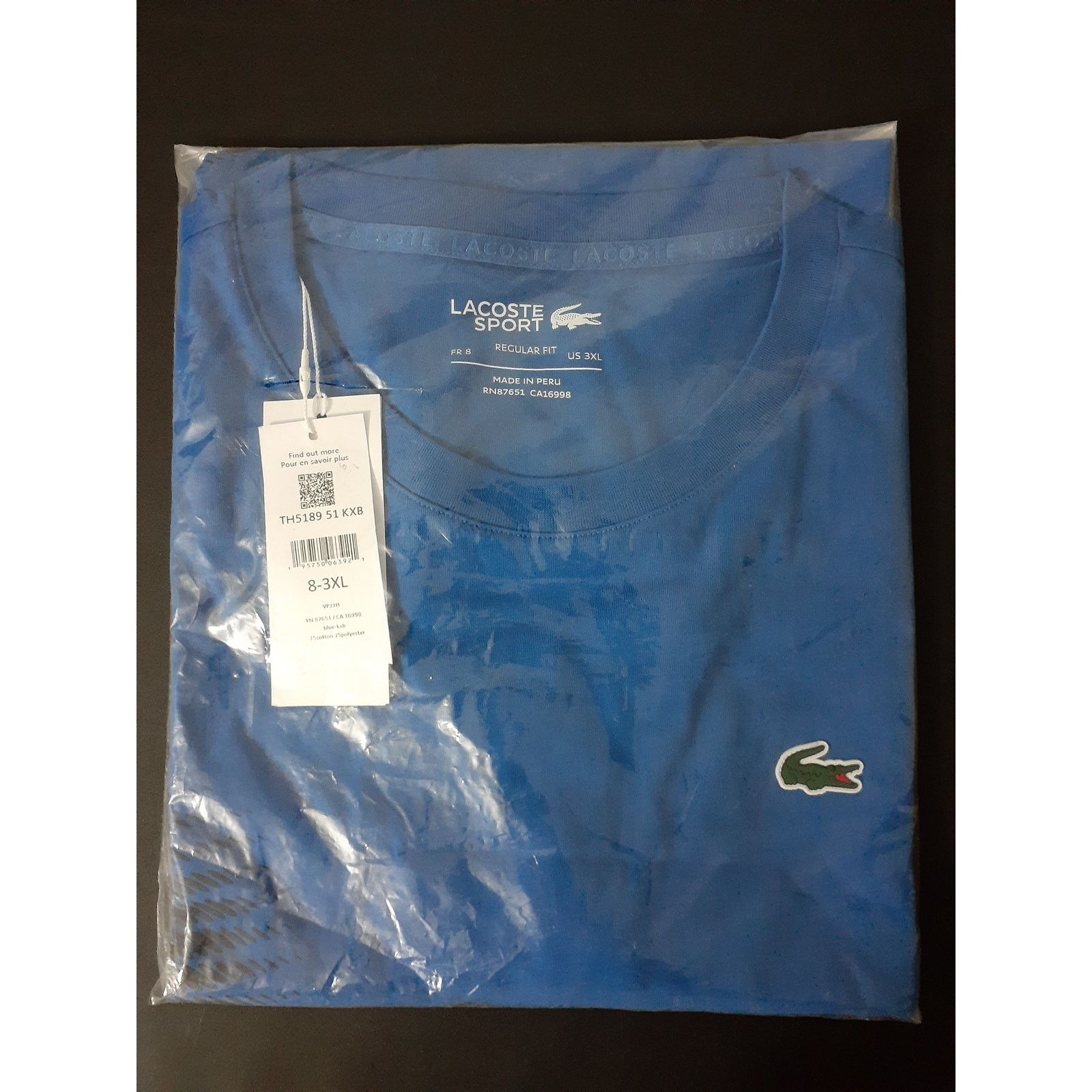 Lacoste Lacoste Mens Roland Garros Edition Chunky Jersey T-Shirt 3XL Size US XXL / EU 58 / 5 - 2 Thumbnail