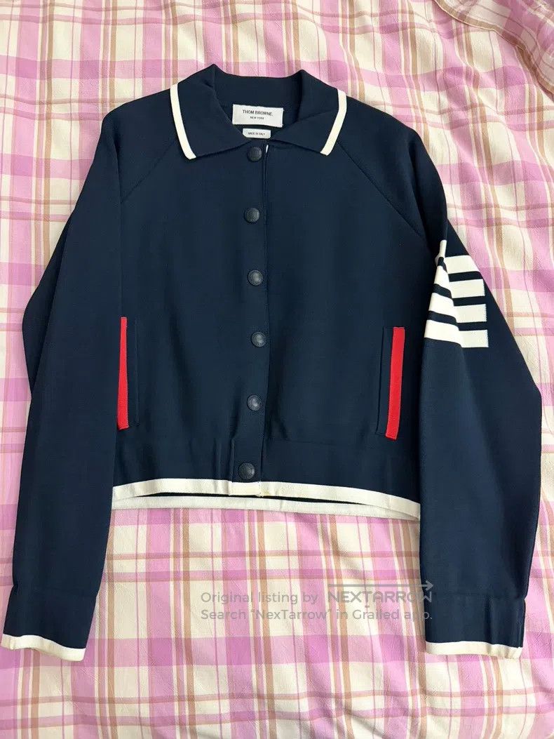 Thom Browne Thom Browne Macar Dark Collar Short Coat, Dark Blue Size US XXS / EU 40 - 1 Thumbnail