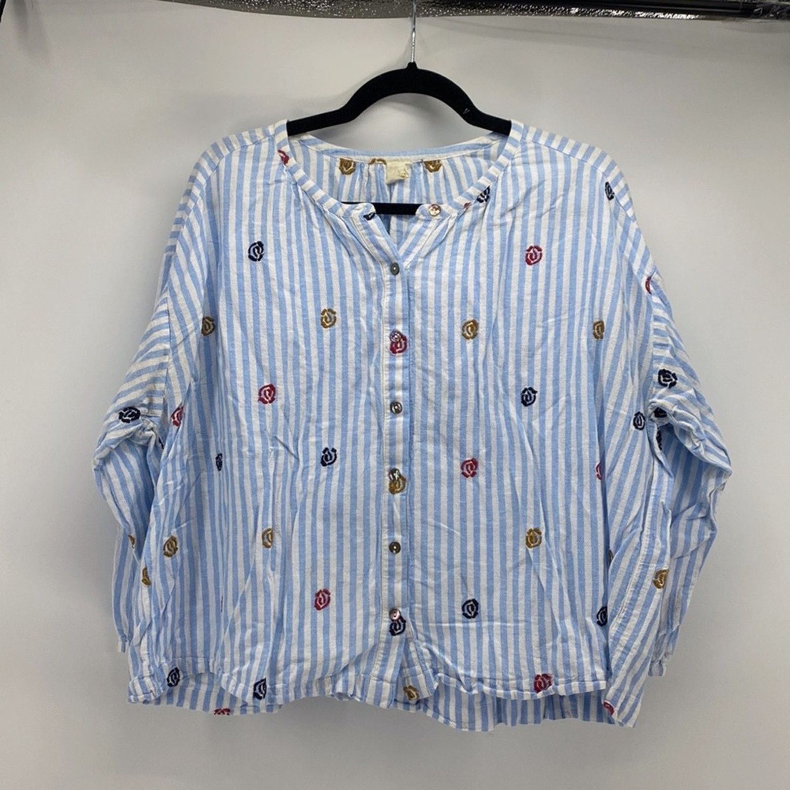 Anthropologie ANTHROPOLOGIE Akemi + Kim Adela Striped Blouse Embroidered Size S / US 4 / IT 40 - 2 Thumbnail