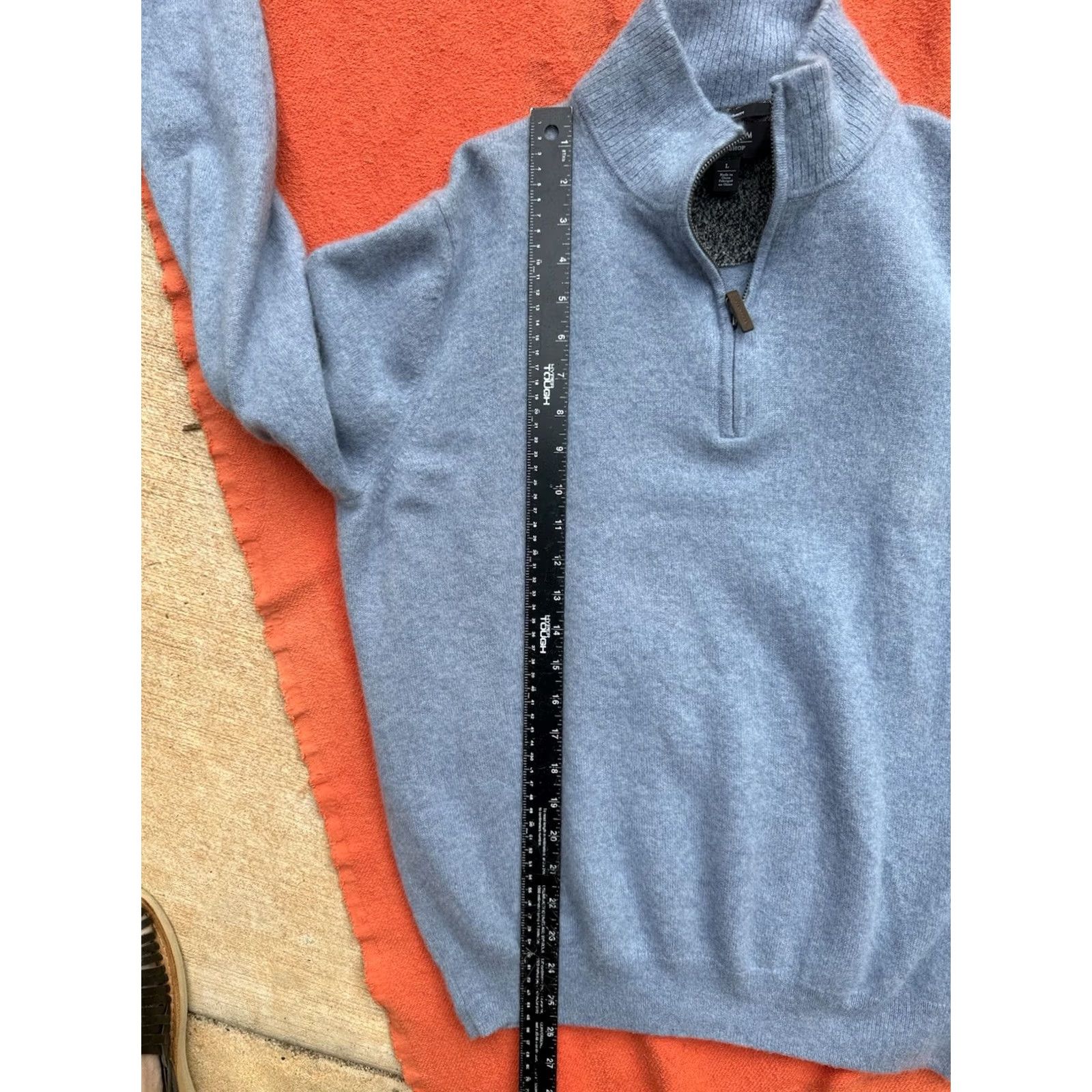 Nordstrom Nordstrom Mens Shop 100% Cashmere Quarter Zip Sweater Light Blue Size L Mens/Boys? No—Men. Size US L / EU 52-54 / 3 - 7 Thumbnail