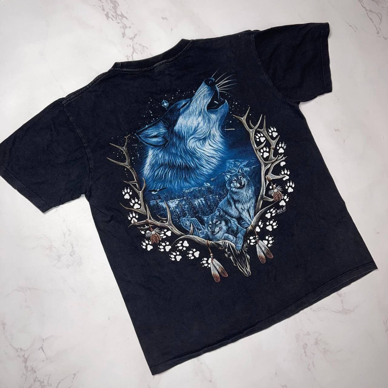 Vintage Wild Wolf T-Shirt Graphic Print Wildlife Y2K 90s Black SZ L Size US L / EU 52-54 / 3 - 5 Thumbnail