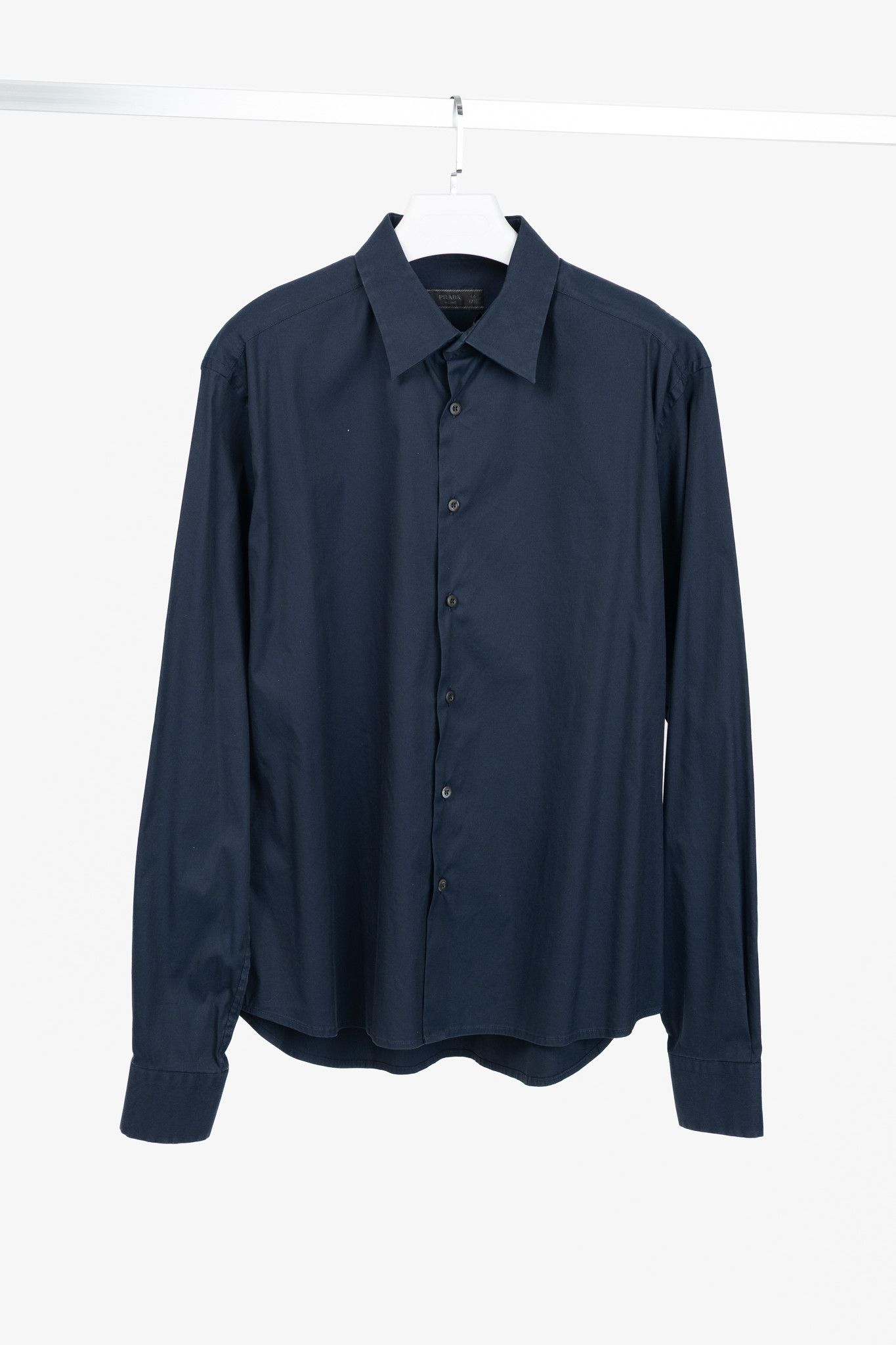 Prada Prada Navy Cotton-Poplin Buttoned Shirt Size US XL / EU 56 / 4 - 1 Thumbnail