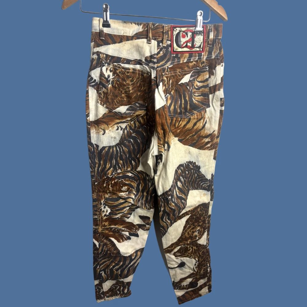 Vintage VINTAGE Christian Linares Jeans Womens 29 Brown Animal Print Straight Denim Zip 29x29 Size 29" - 1 Thumbnail