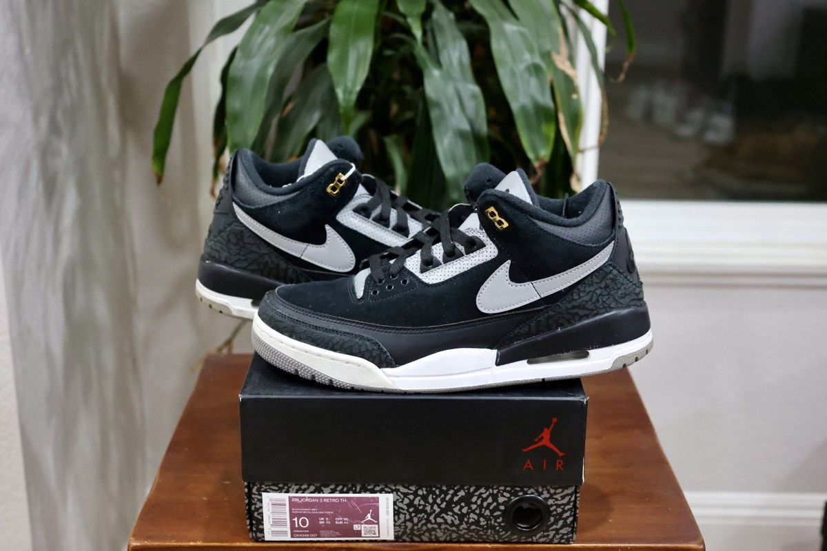 image of Jordan Nike Air Jordan 3 Retro Tinker Sp 'black Cement’ Shoes in Black White, Men's (Size 10)
