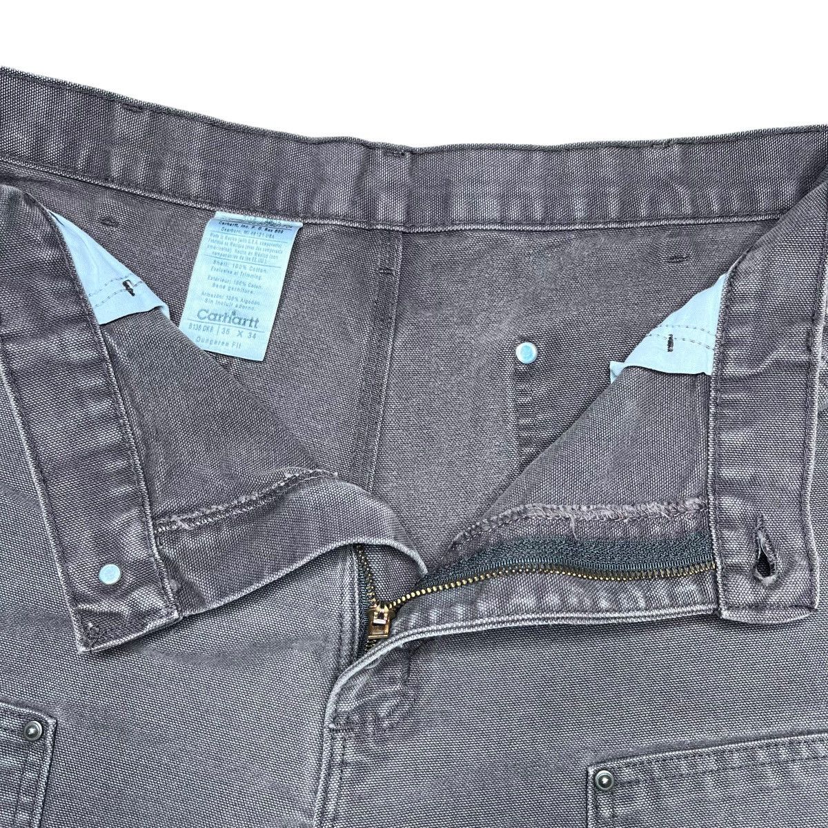 Carhartt × Vintage 2000s Carhartt Brown Double Knee Carpenter Dungaree Pants Size US 33 - 3 Thumbnail