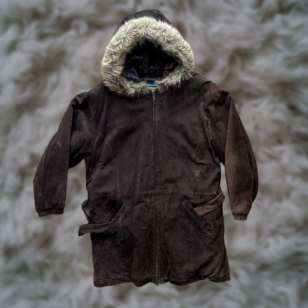 Vintage VINTAGE Wilsons Adventure Bound Leather Parka Jacket Mens Large Dark Brown Belted Zip Size US L / EU 52-54 / 3 - 1 Thumbnail