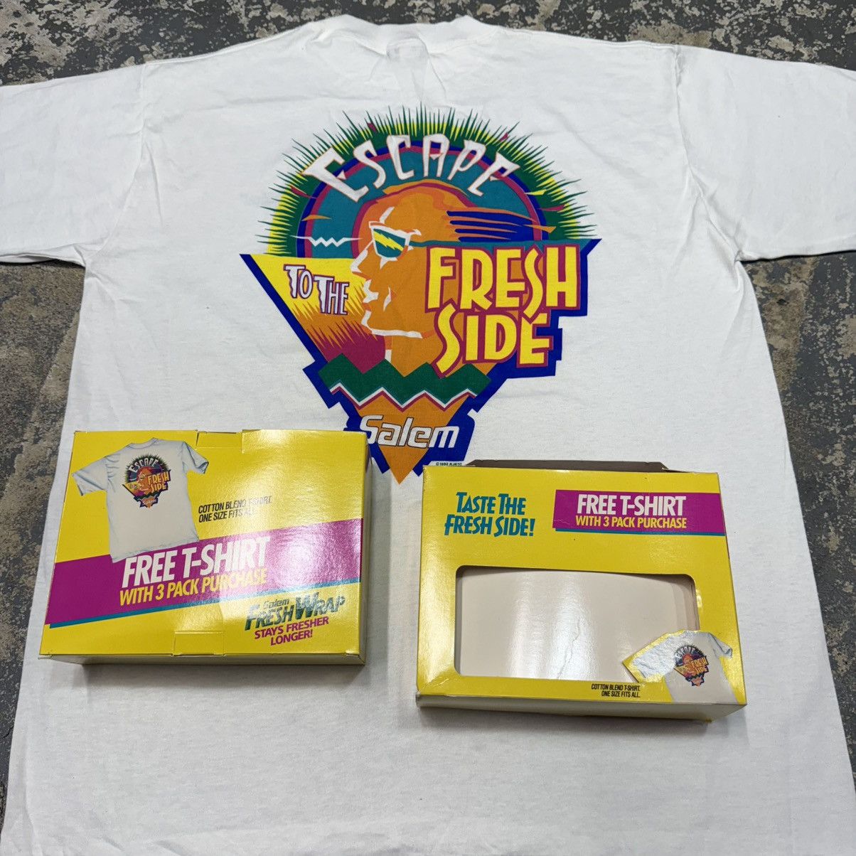 Camel Vintage Salem Cigarettes Fresh Wrap Promo Tshirt 1992 Size US XL / EU 56 / 4 - 4 Thumbnail
