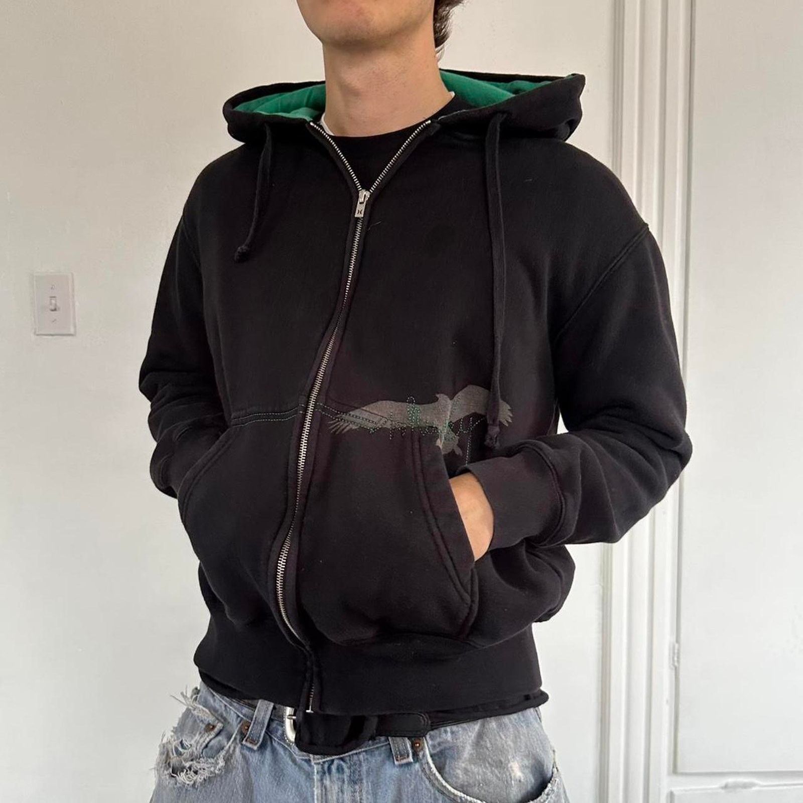 Hurley × Vintage Vintage Y2K 00s Hurley Surf Black Zip Up Hoodie Sweatshirt Size US M / EU 48-50 / 2 - 2 Thumbnail