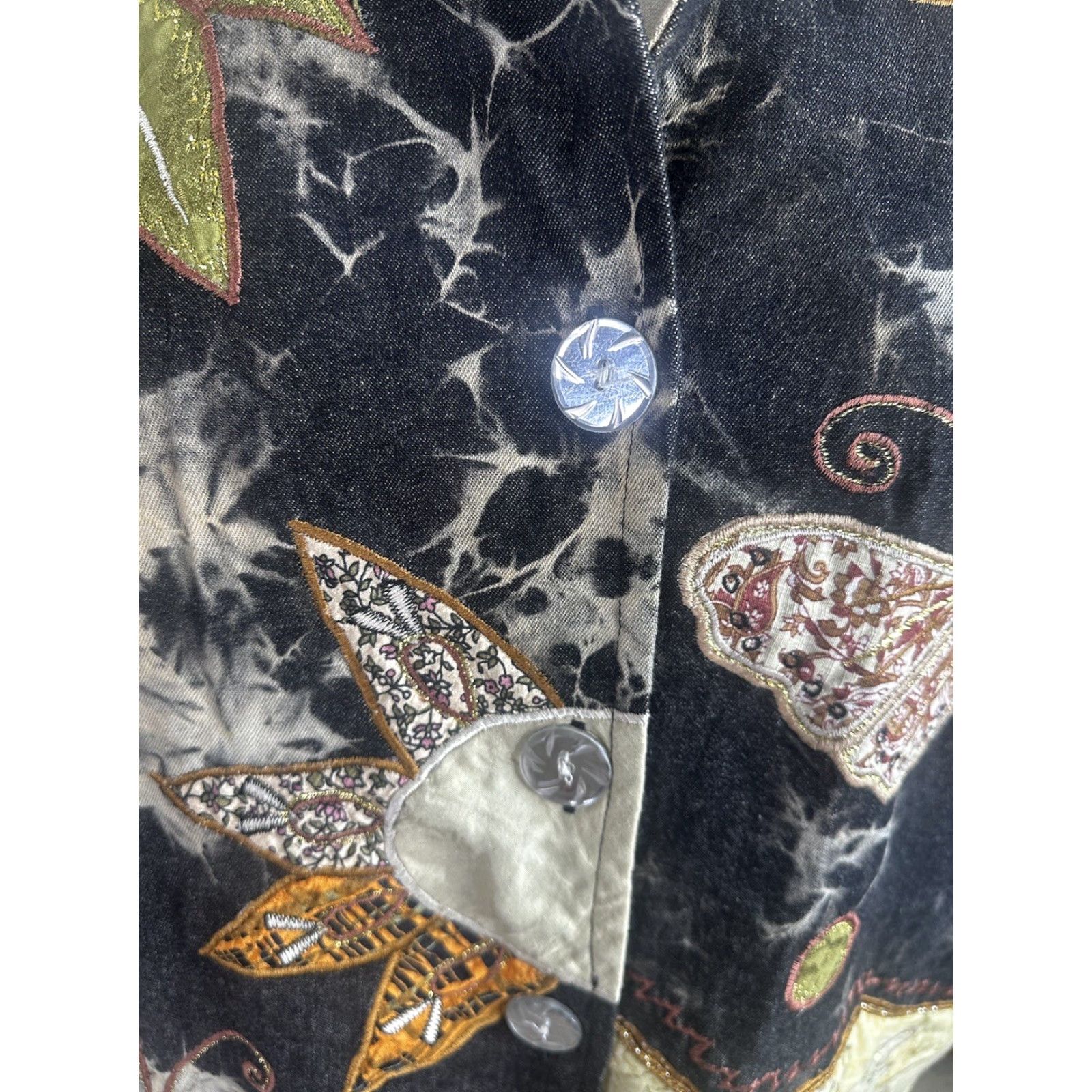 Vintage VINTAGE Boho Patchwork Tie Dye Floral Butterfly Embroidered Blazer Jacket Womens 3XL Size XXL / US 16-18 / IT 52-54 - 2 Thumbnail