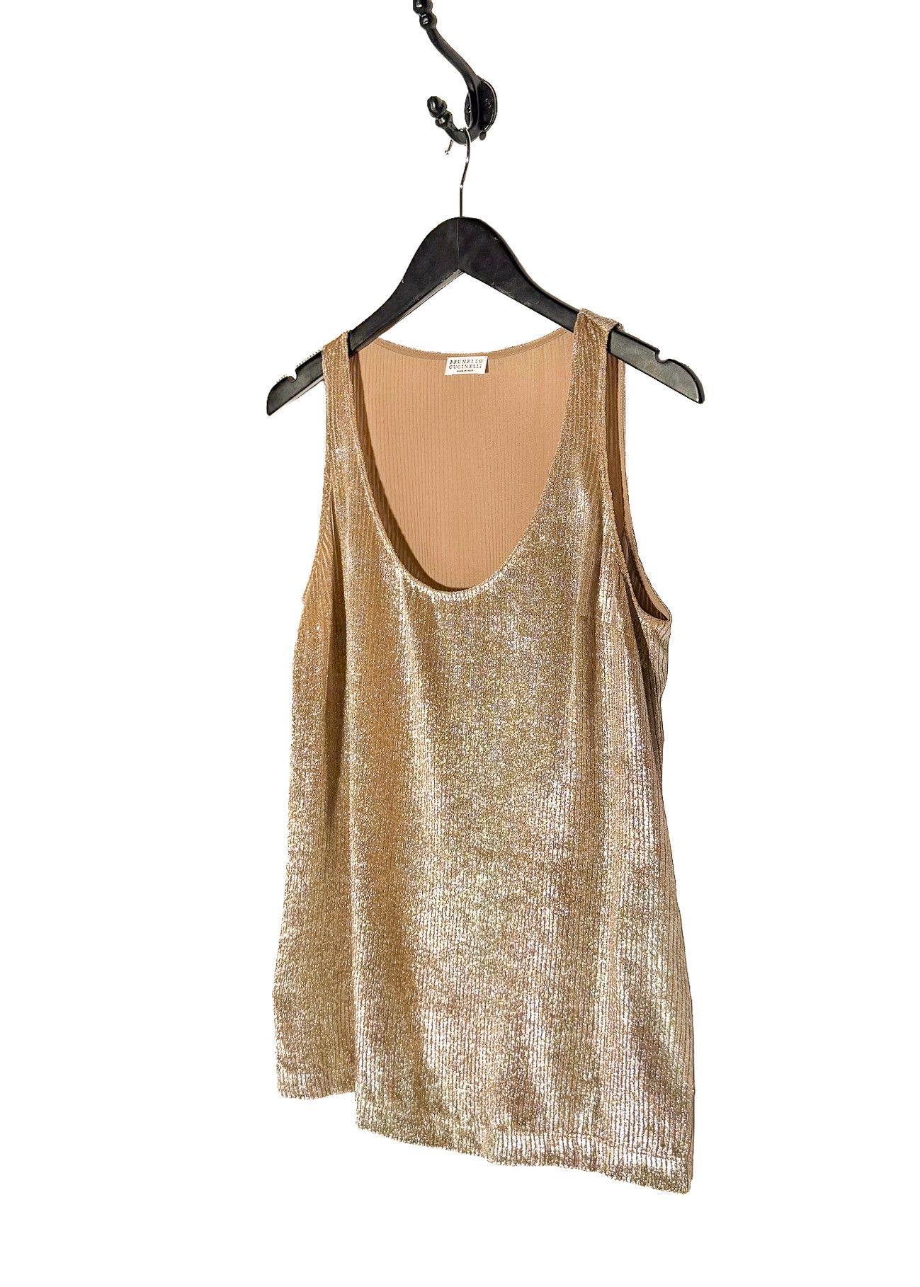 Brunello Cucinelli Brunello Cucinelli Metallic Gold Velvet Chenille Tank Top Size M / US 6-8 / IT 42-44 - 2 Thumbnail