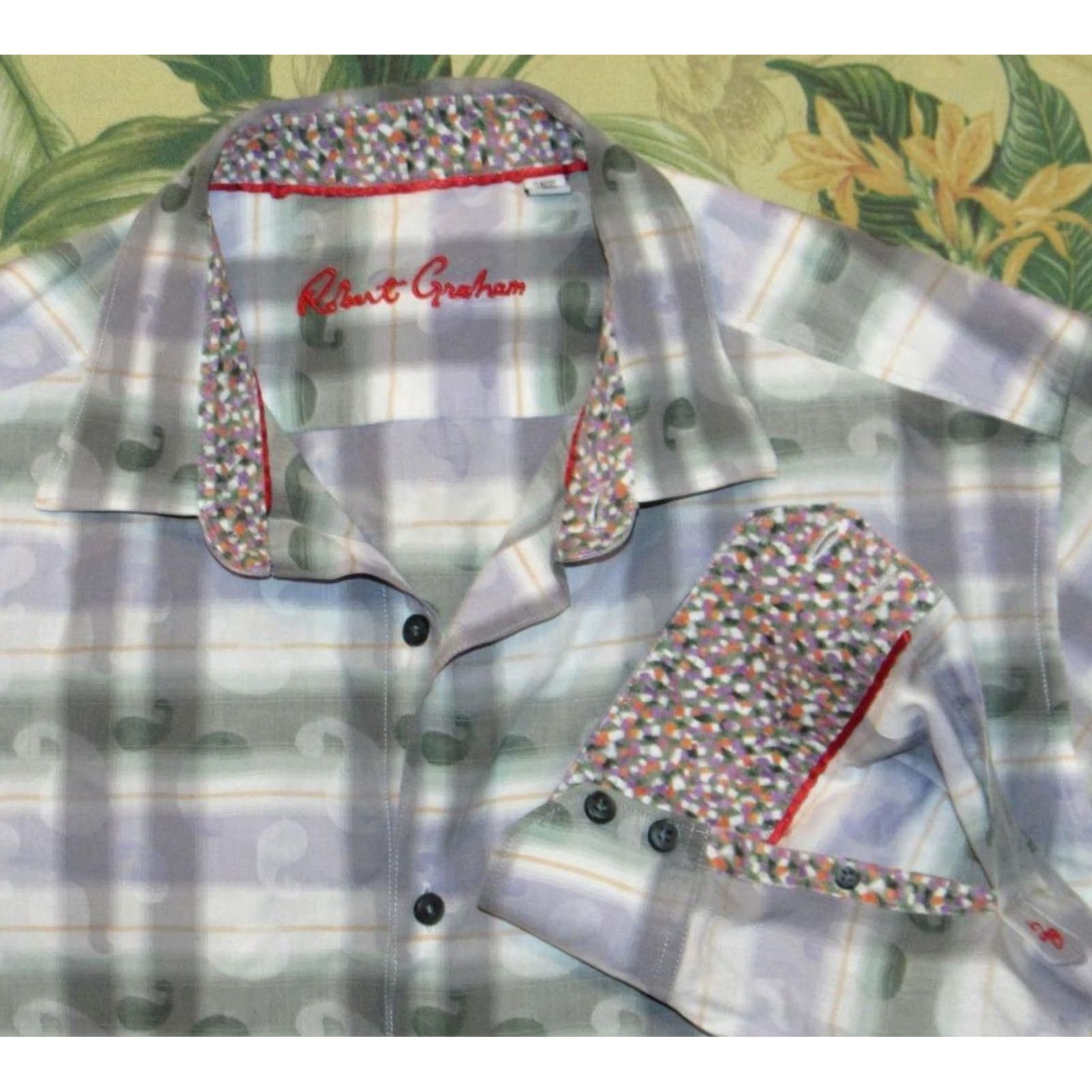 Robert Graham VINTAGE ROBERT GRAHAM Green Purple Paisley Long Sleeve Button Down Shirt XL Size US XL / EU 56 / 4 - 2 Thumbnail