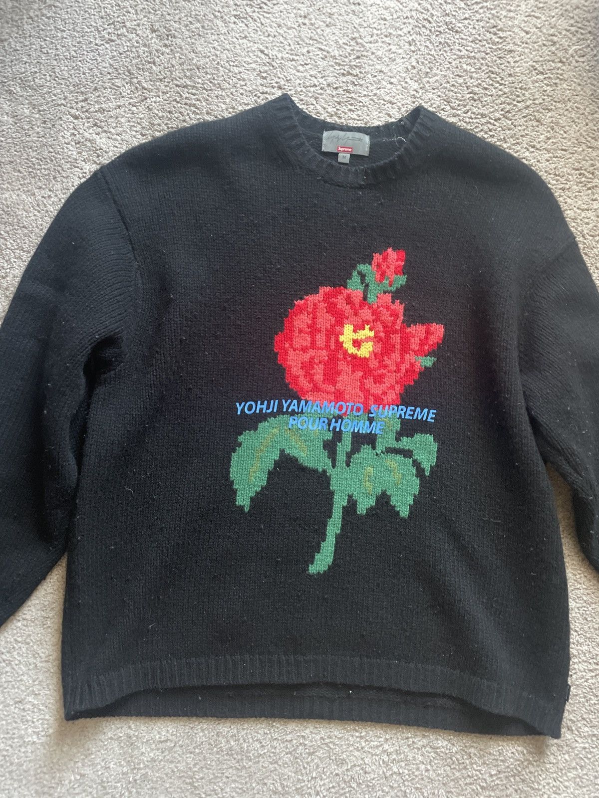 Supreme × Yohji Yamamoto Supreme Yohji Yamamoto Rose Sweater FW20 | Grailed