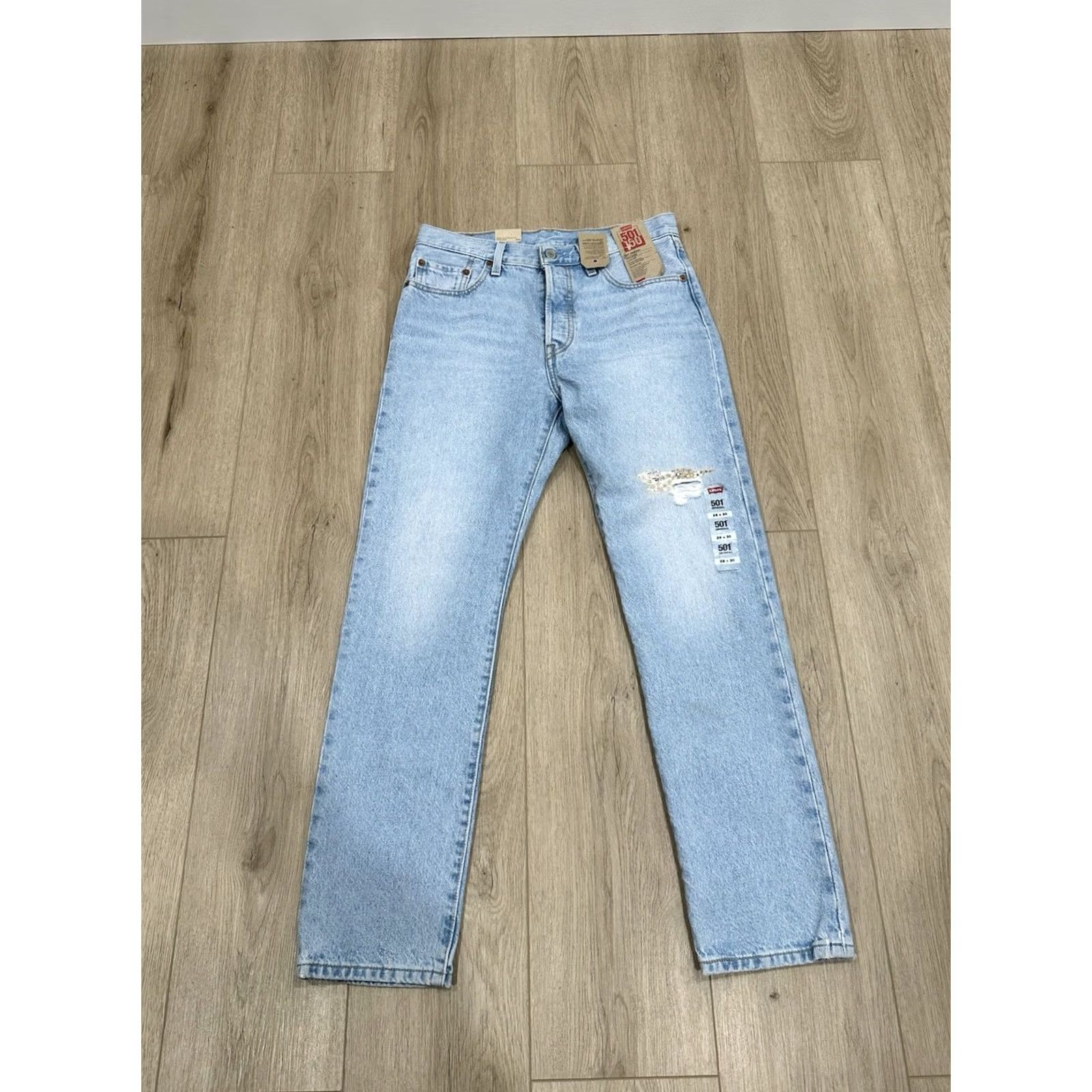 Levi's Levi's 501 Jeans Womens 30x29 Blue 150th Anniversary Distressed Button Fly NWT Size 30" / US 8 / IT 44 - 2 Thumbnail