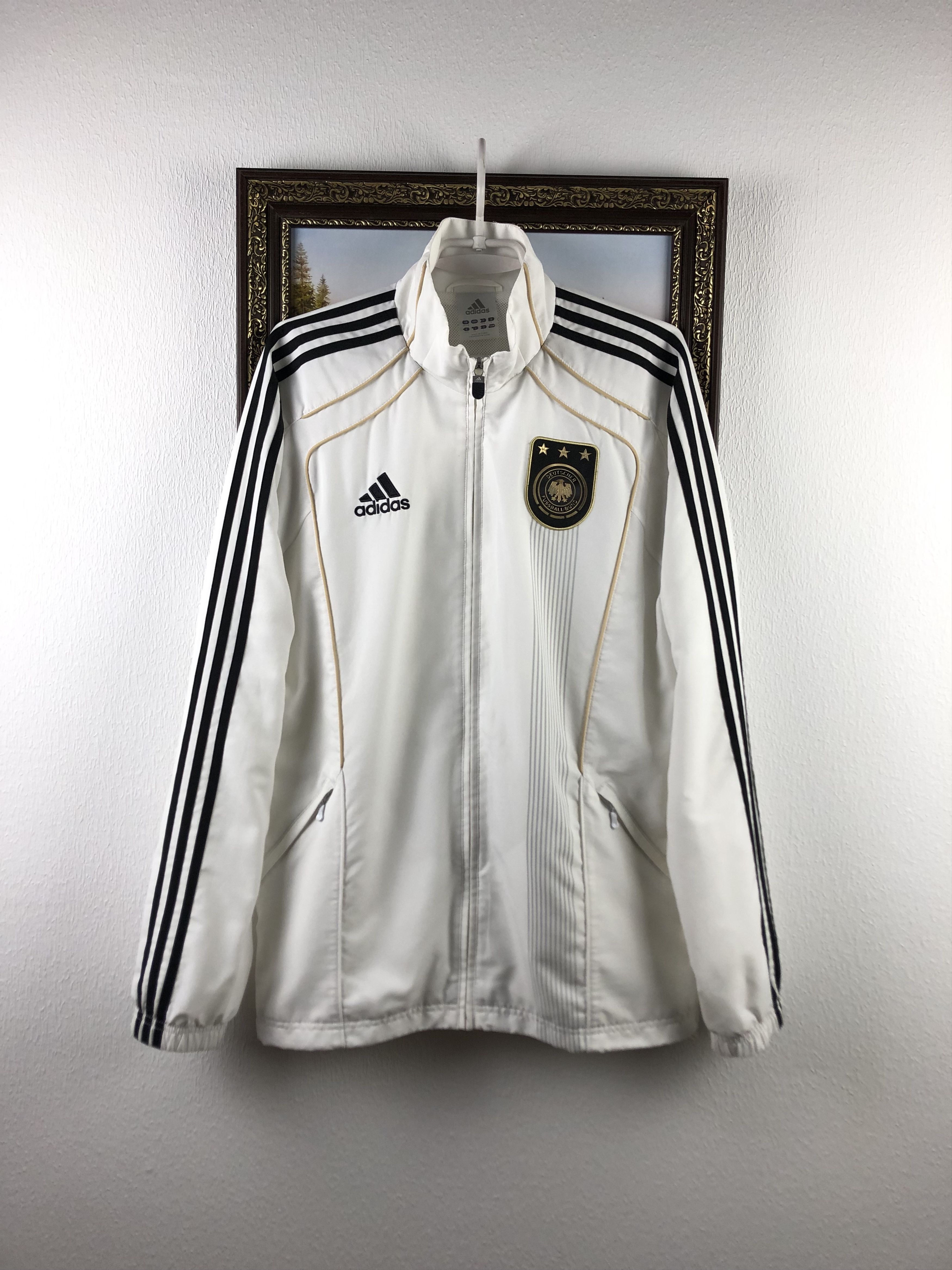 Adidas Vintage Adidas Germany Jacket Soccer Track Top White Mens Size US M / EU 48-50 / 2 - 1 Thumbnail