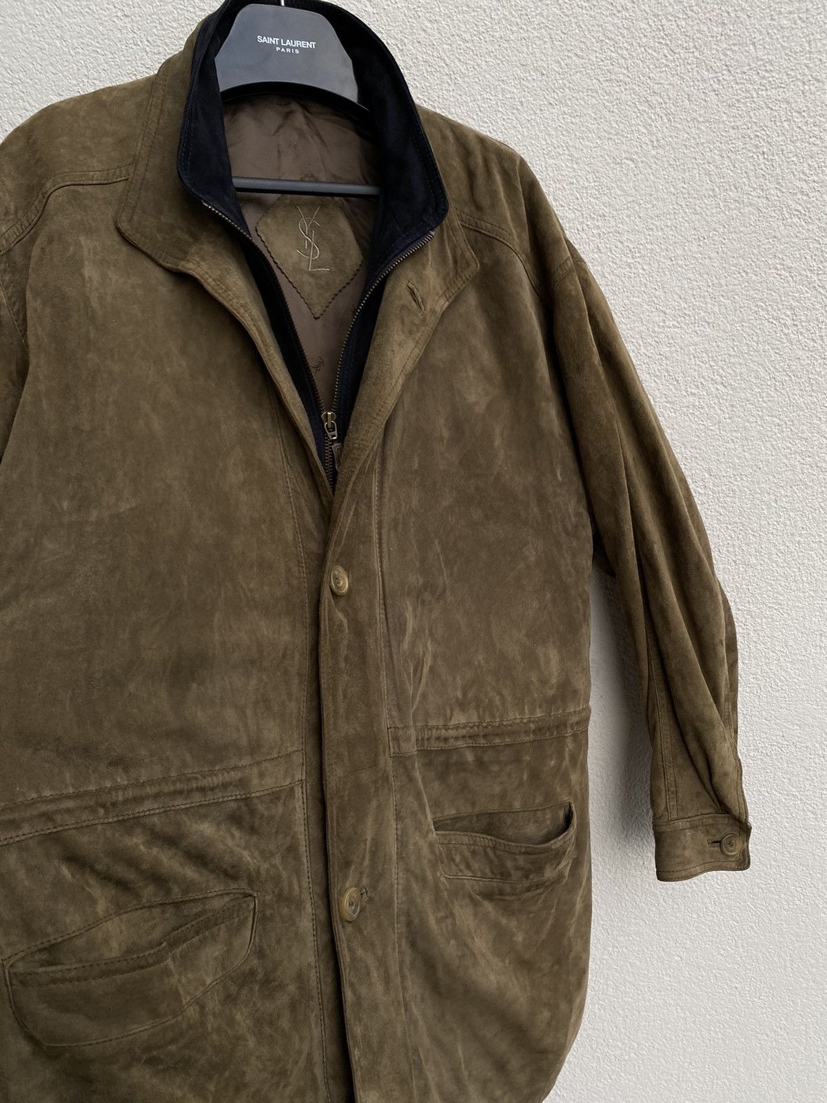 Yves Saint Laurent 90’s Suede YSL Leather Jacket Soft Beige/Brown Size US L / EU 52-54 / 3 - 22 Thumbnail