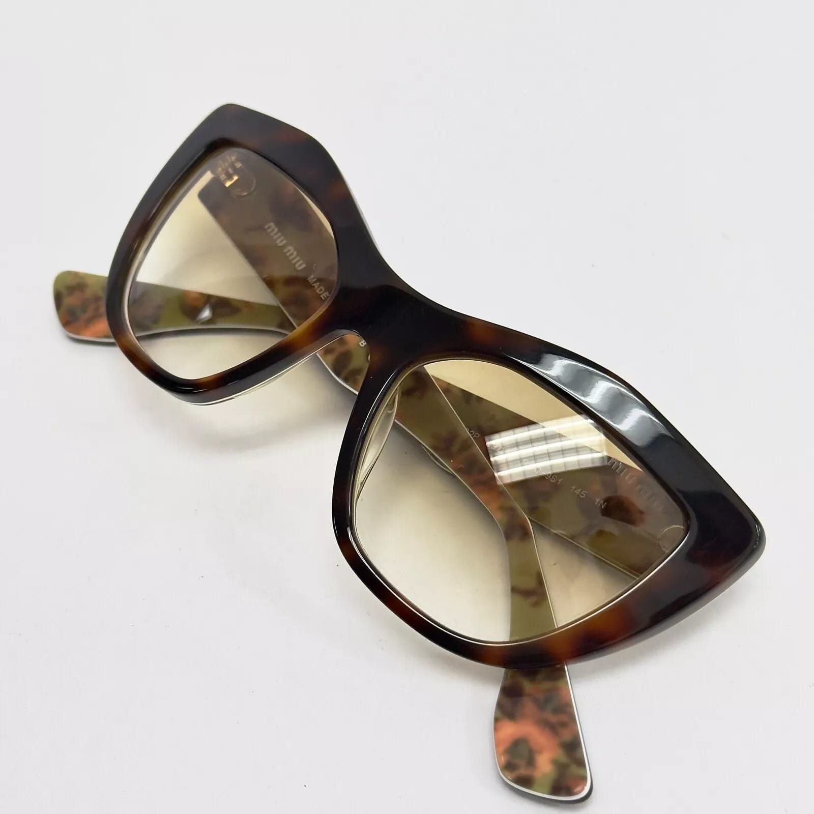 Miu Miu MIU MIU 02P MU02PS Brown Havana Green Floral Sunglasses Size ONE SIZE - 2 Thumbnail