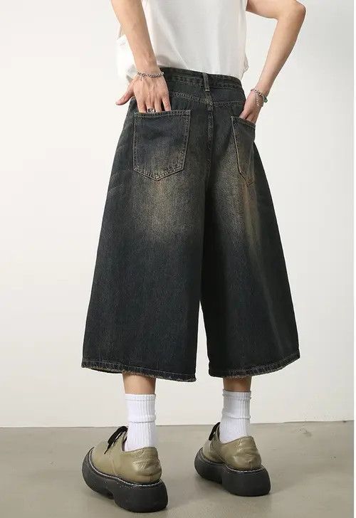 Other Blue washed vintage distressed straight denim shorts Size US 32 / EU 48 - 5 Thumbnail