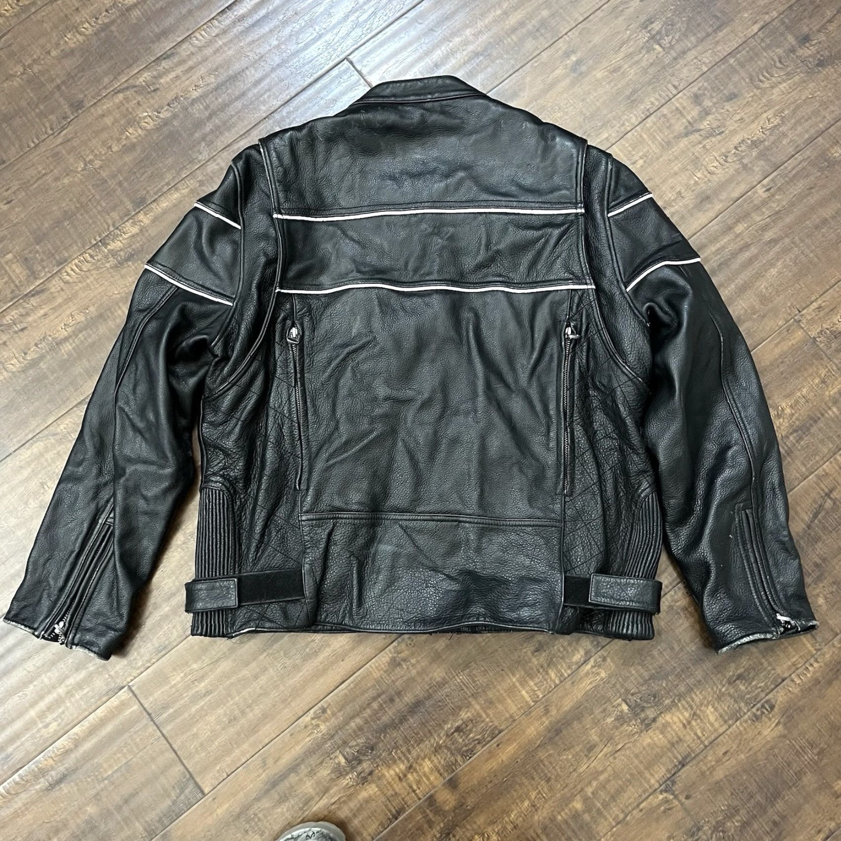Vintage VINTAGE Street Legal Leather Jacket - Motorcycle Biker Cafe Racer Full Zip, Mens XL, Black, Classic Style Size US XL / EU 56 / 4 - 7 Thumbnail