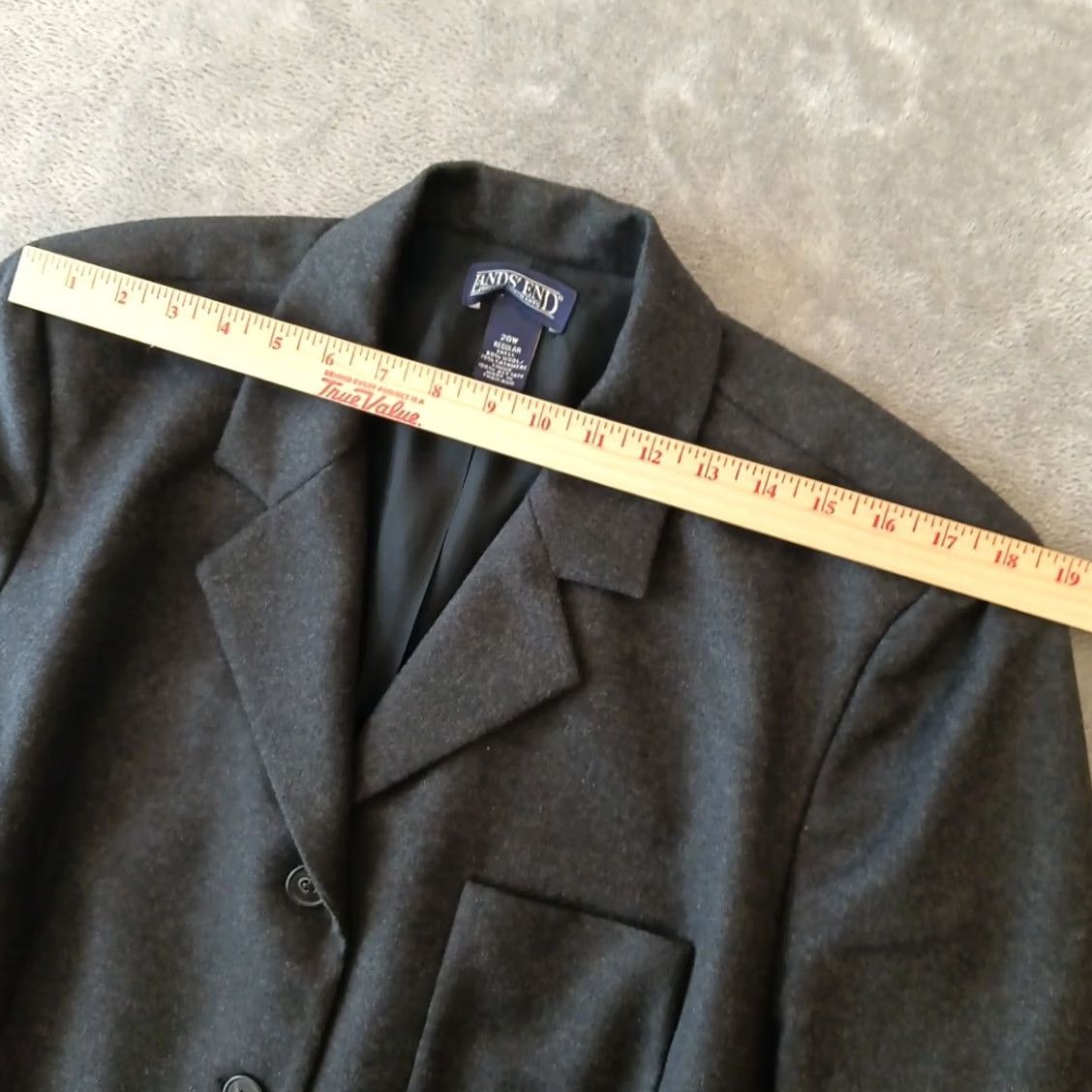 Lands' End Lands' End Blazer Jacket Womens Plus Size 20W Gray Wool Cashmere Lined Single-Breasted Notch Lapel Suit Jacket Size 3XL / US 20-22 - 3 Thumbnail