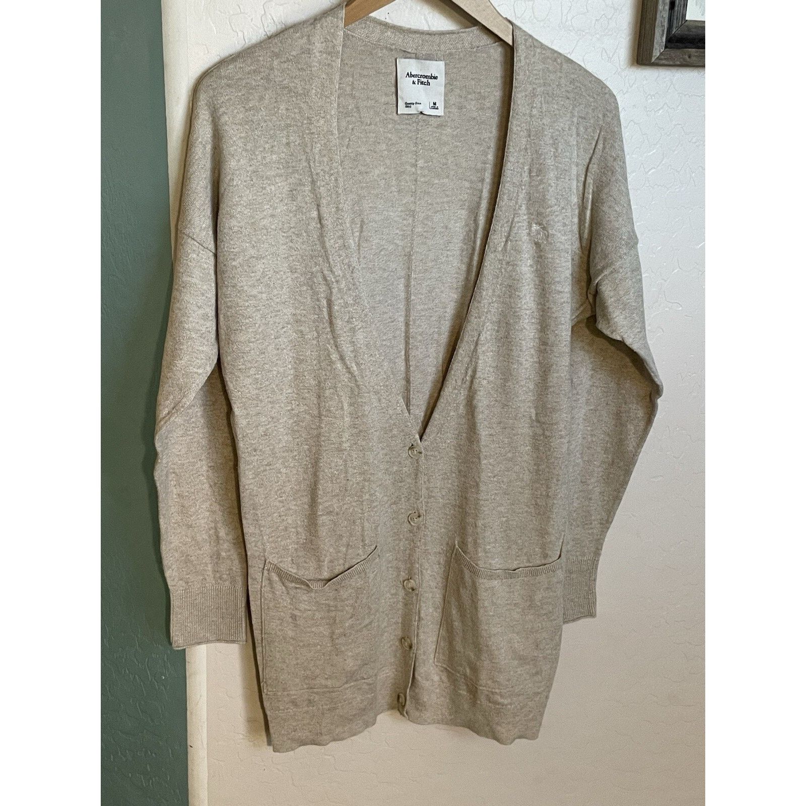 Abercrombie & Fitch Abercrombie & Fitch Beige Long Oversize Cardigan Sweater S Size S / US 4 / IT 40 - 4 Thumbnail