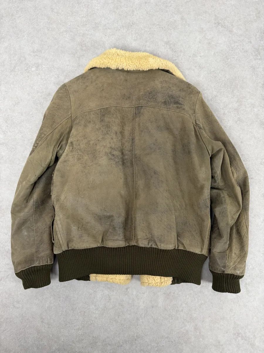 Marithe + Francois Girbaud 1980s Marithé + François Girbaud Grey Leather Shearling Bomber Jacket Size XS / US 0-2 / IT 36-38 - 7 Thumbnail