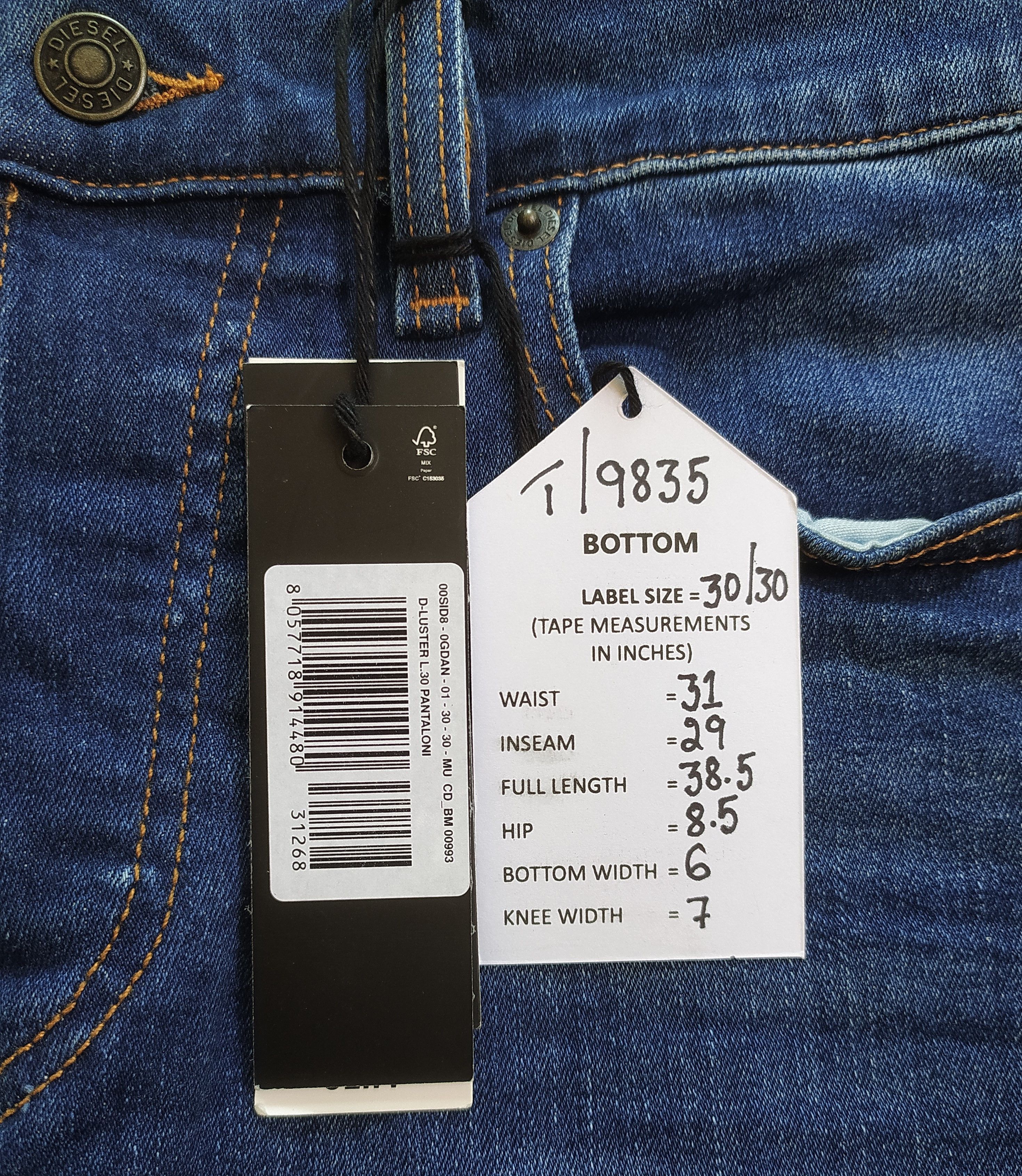 Diesel Diesel D-LUSTER-OGDAN Men's Jeans Free Shipping T/ 9835 Size US 30 / EU 46 - 10 Thumbnail