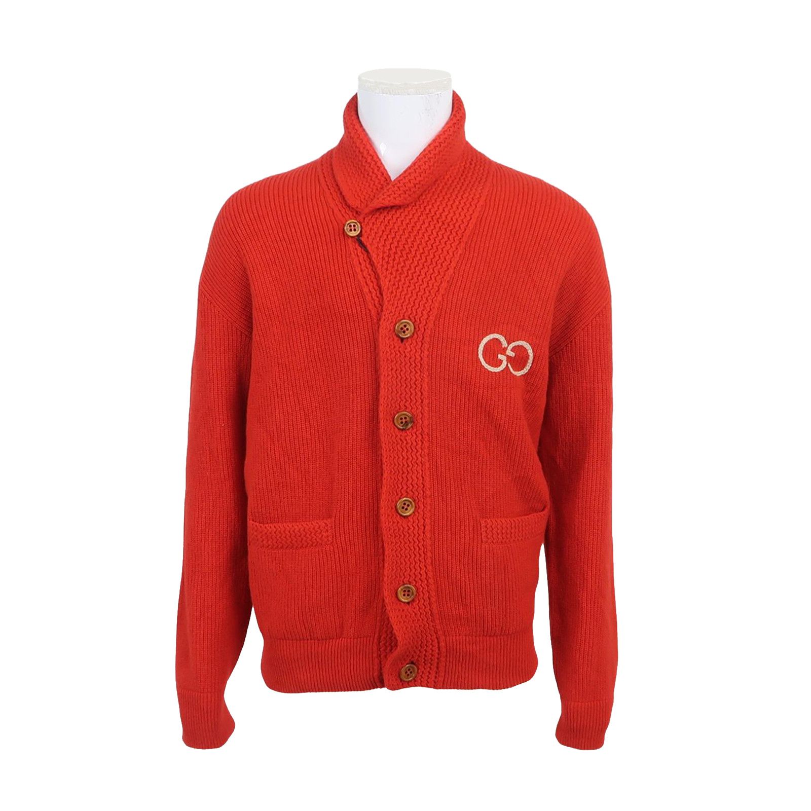 Gucci Gucci Red Wool Logo Cardigan Size XL Size US XL / EU 56 / 4 - 1 Thumbnail