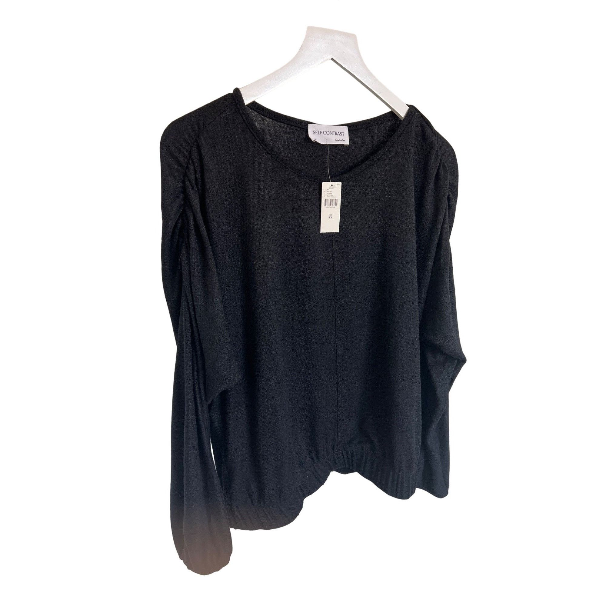 Anthropologie Self Contrast Amadi Black Long-Sleeve Bubble Top Anthropolog Size XS / US 0-2 / IT 36-38 - 6 Thumbnail