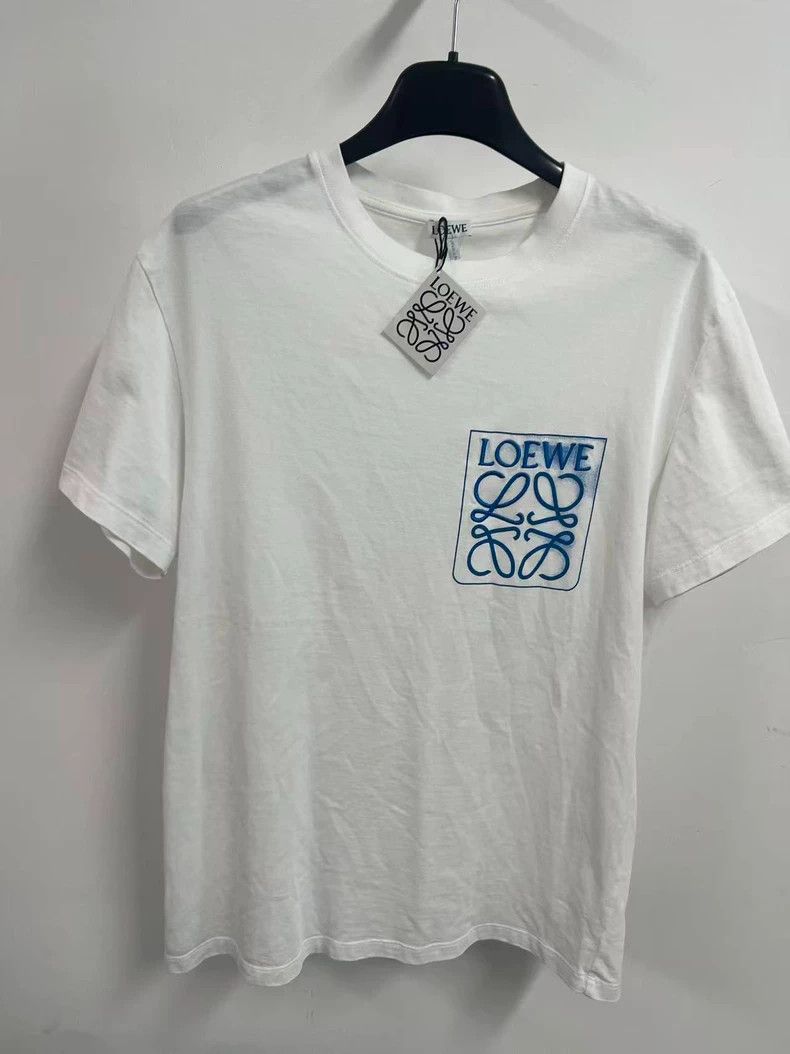 LOEWE Embroidered Logo printed fake pocket round neck shor