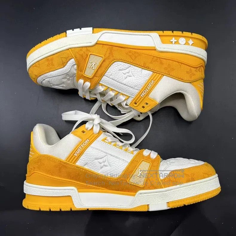 Louis Vuitton Louis Vuitton Yellow denim trainer shoes Size US 7.5 / EU 40-41 - 4 Thumbnail