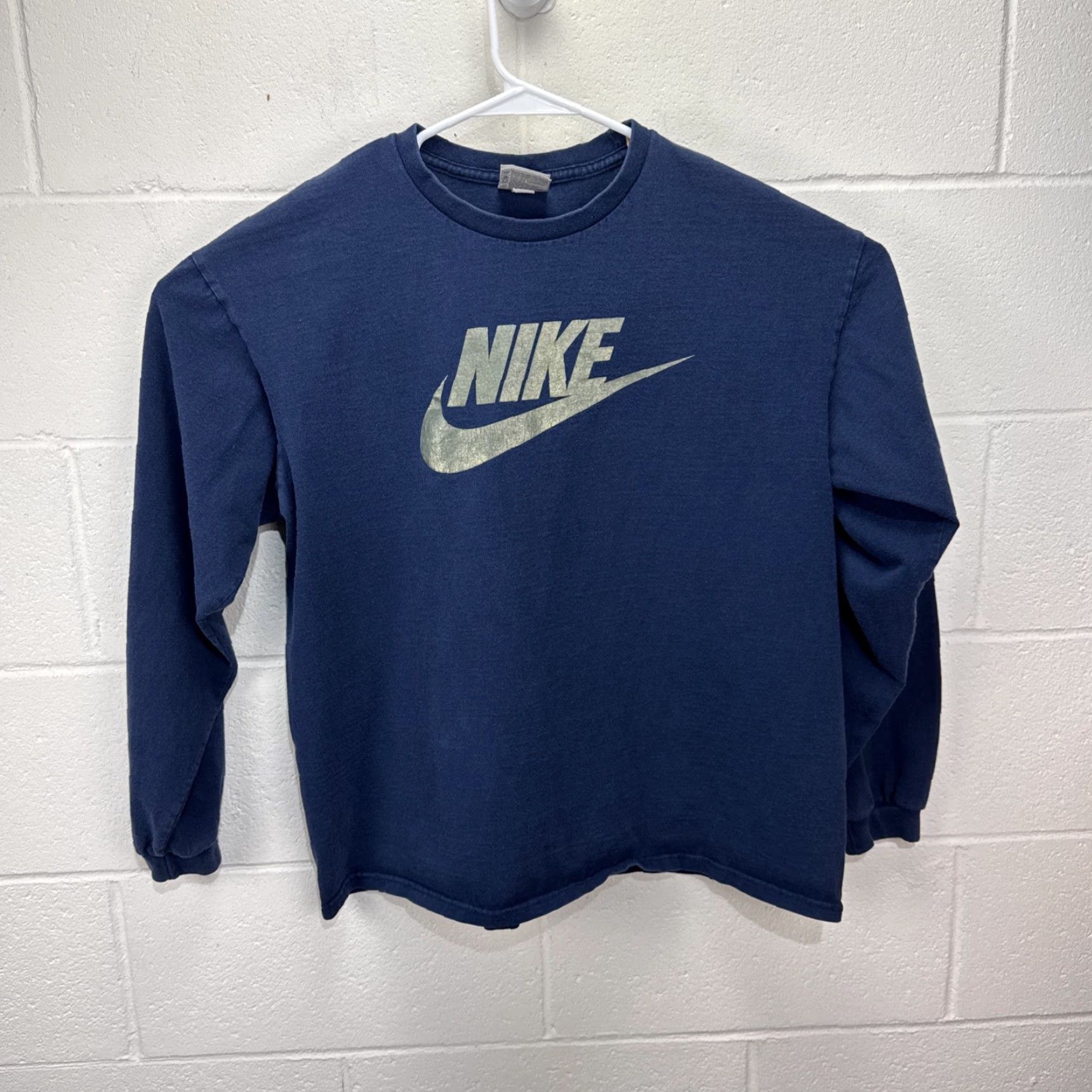 Nike VINTAGE Nike Long Sleeve Shirt Big Swoosh Logo Blue Y2K Adult Large Mens Size US L / EU 52-54 / 3 - 2 Thumbnail