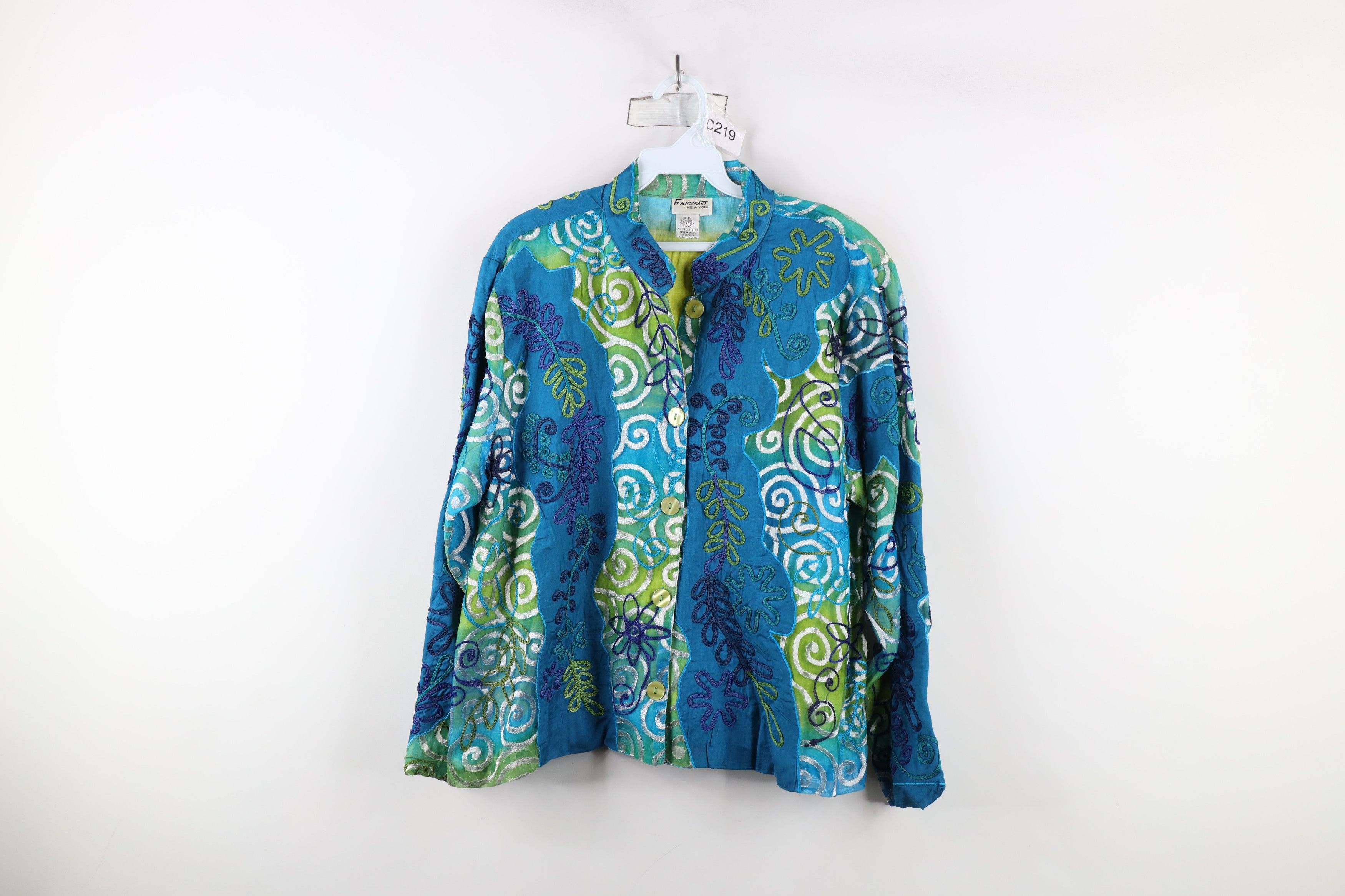 Vintage Vintage 90s Streetwear Flower Silk Button Shirt Jacket Size XL / US 12-14 / IT 48-50 - 1 Thumbnail