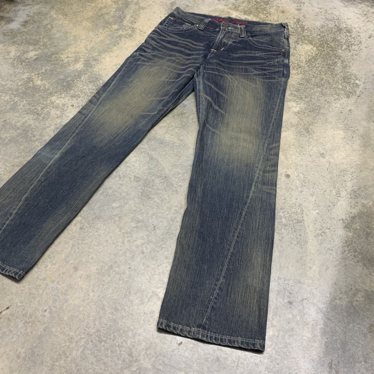 If Six Was Nine Vintage Edwin Blue Trip Clawmark Distressed Fade Jean Size US 33 - 3 Thumbnail