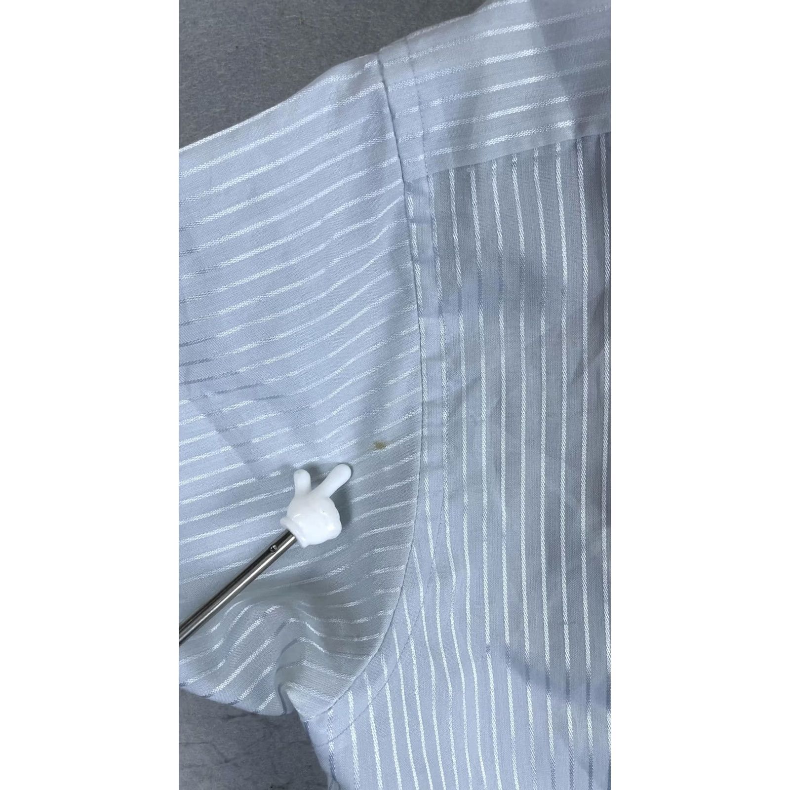 Arrow VINTAGE Arrow Kent Mens Dress Shirt 16 Blue Stripe Regular Fit Short Sleeve Size 42R - 7 Thumbnail