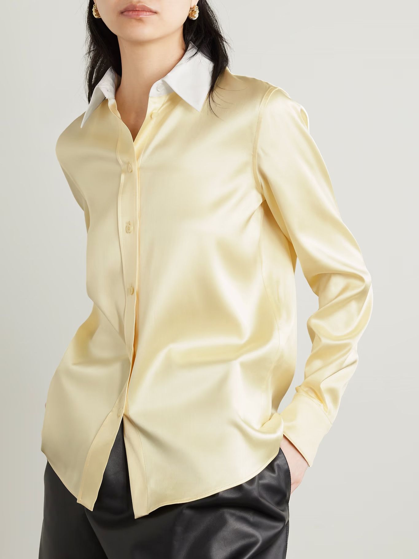 Loewe o1y1025 Silk Shirt in Pastel Yellow Size S / US 4 / IT 40 - 3 Thumbnail