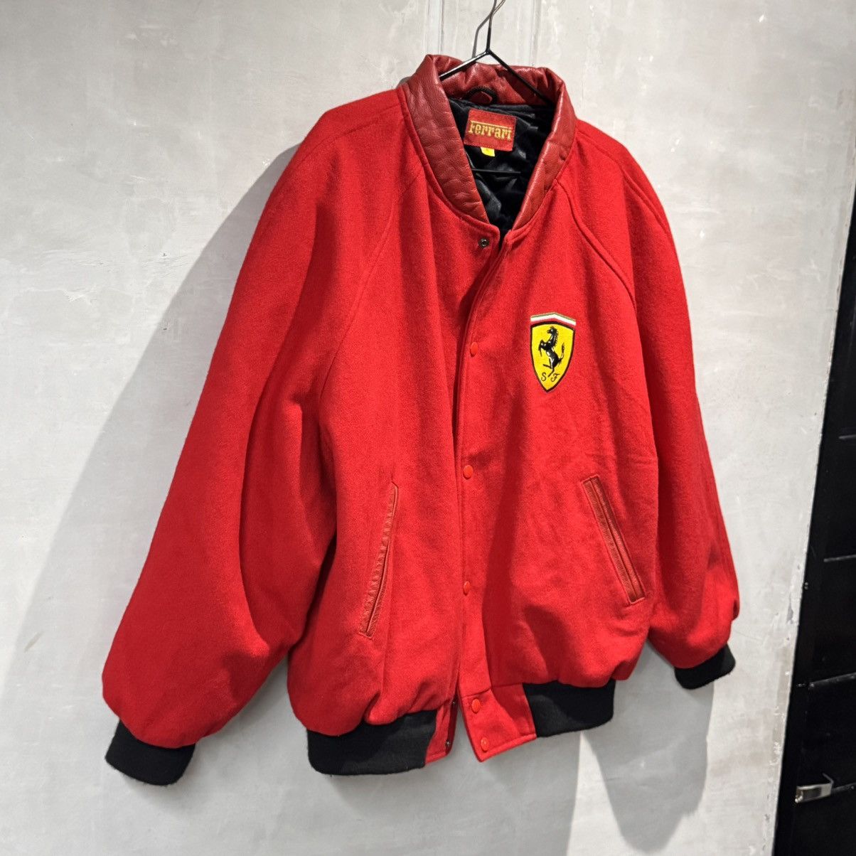 Ferrari vintage 90s scuderia ferrari wool leather varsity jacket Size US XL / EU 56 / 4 - 12 Thumbnail