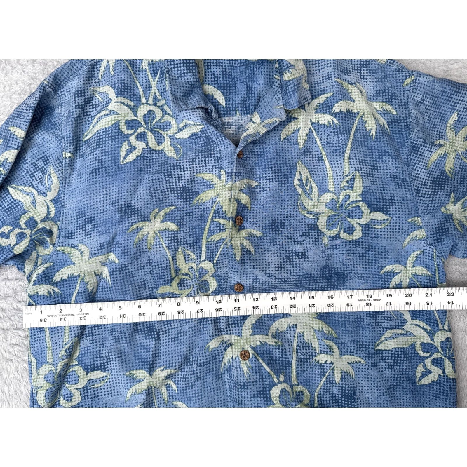 Tommy Bahama Tommy Bahama Shirt Men Large Blue Floral Palm Hawaiian 100% Silk Wood Button Up Size US L / EU 52-54 / 3 - 7 Thumbnail