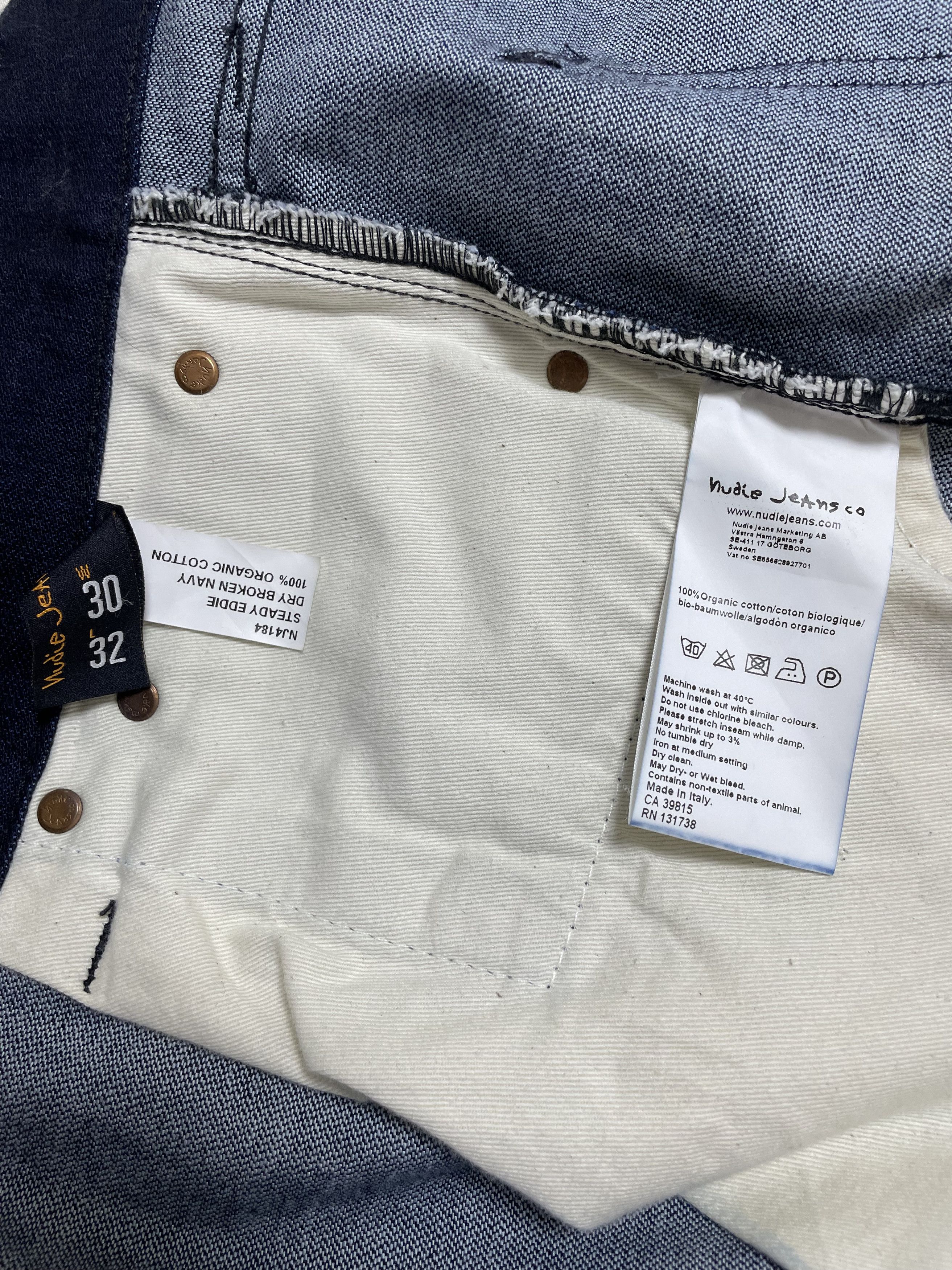 Nudie Jeans Nudie Jeans Steady Eddie Dry Broken Navy Jeans Denim Pants Size US 30 / EU 46 - 11 Thumbnail