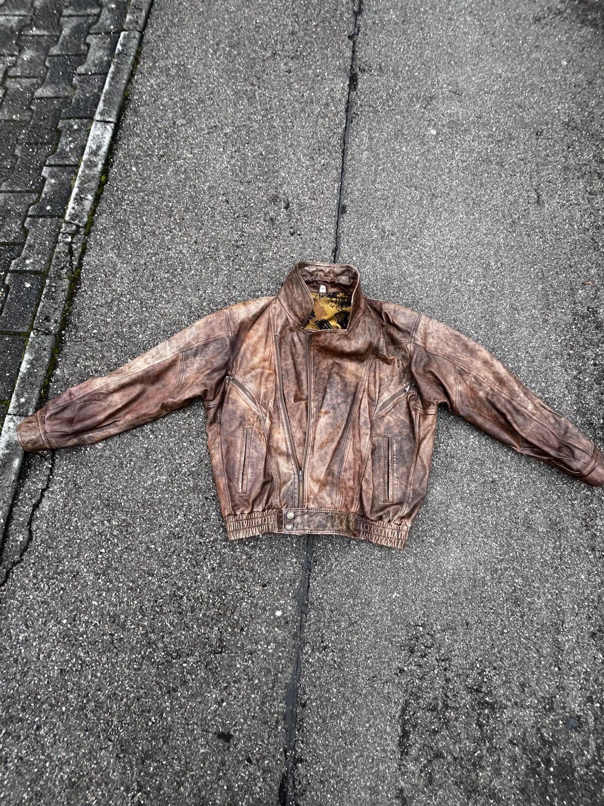 Vintage Vintage 80s Brown Leather Biker Jacket Size L / US 10 / IT 46 - 7 Thumbnail