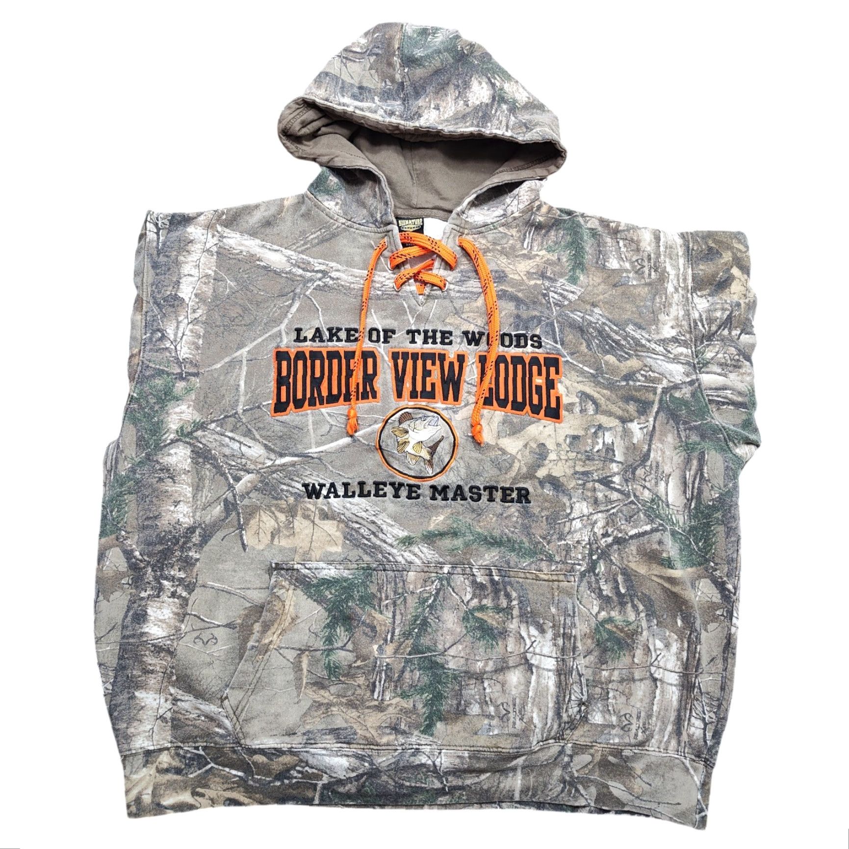 Hunter VINTAGE Minnesota Deer Hunters Hoodie Mens XL Brown Camo Fleece Lace Up Sweatshirt Size US XL / EU 56 / 4 - 2 Thumbnail